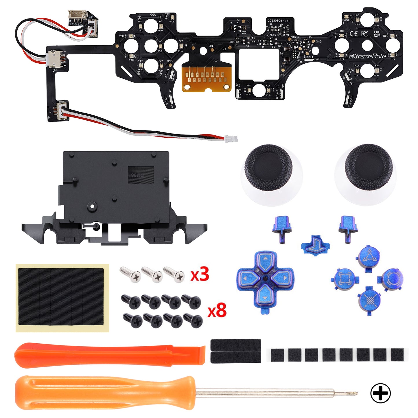 eXtremeRate Multi-Colors Luminated Buttons DTF V4 LED Kit for PS5 Controller BDM-030/040/050/060 - Chameleon Purple Blue