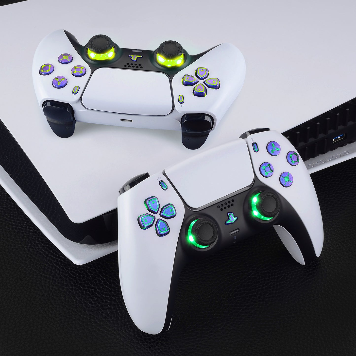 eXtremeRate Multi-Colors Luminated Buttons DTF V4 LED Kit for PS5 Controller BDM-030/040/050/060 - Chameleon Purple Blue