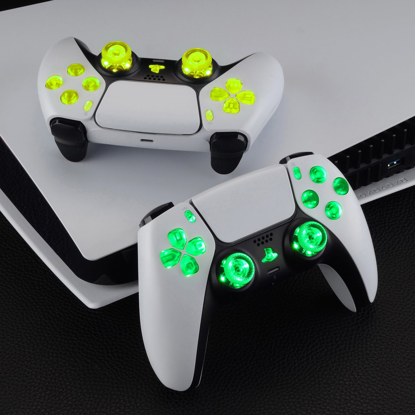 eXtremeRate Multi-Colors Luminated Buttons DTF V4 LED Kit for PS5 Controller BDM-030/040/050/060 - Clear