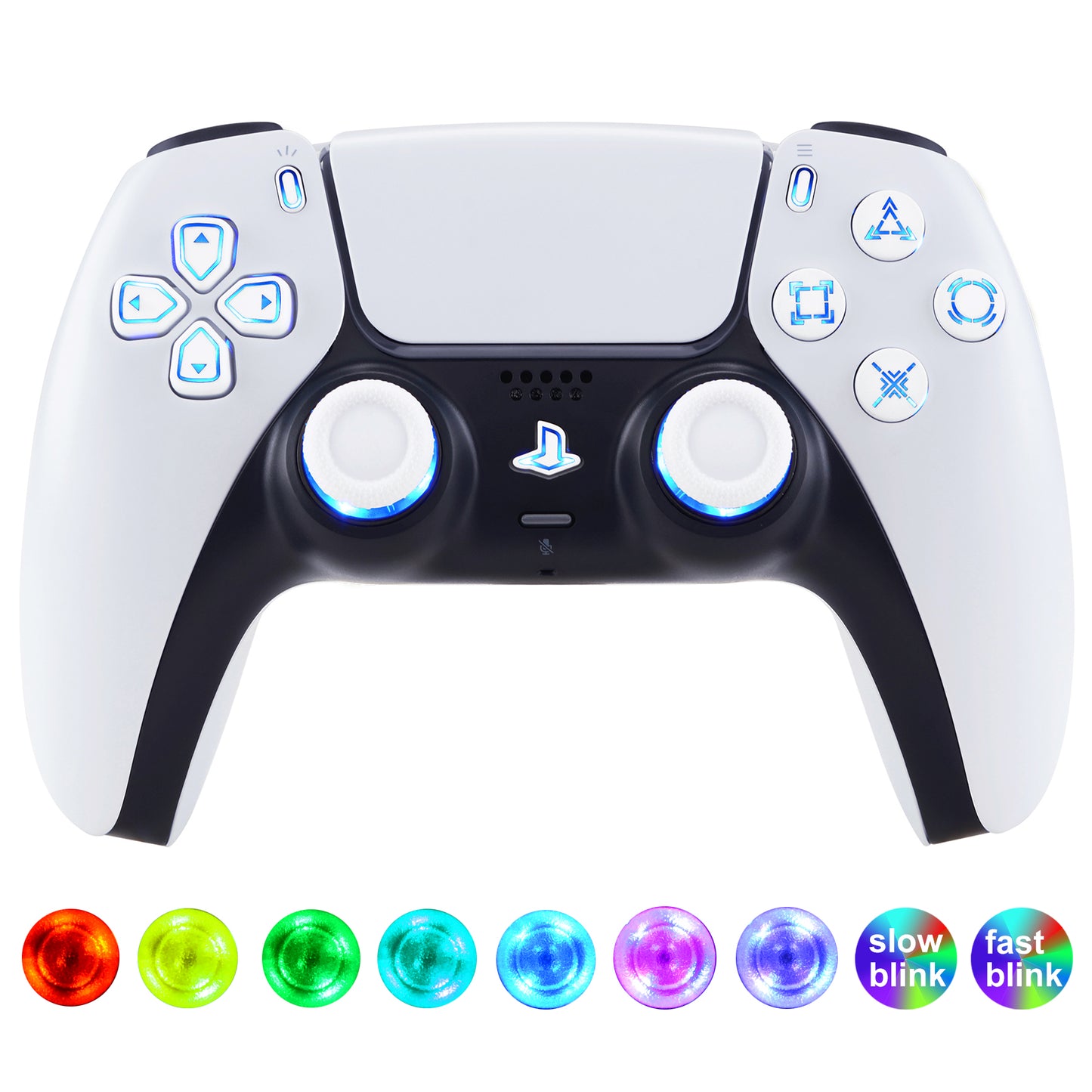 eXtremeRate Multi-Colors Luminated Buttons DTF V4 LED Kit for PS5 Controller BDM-030/040/050/060 - White