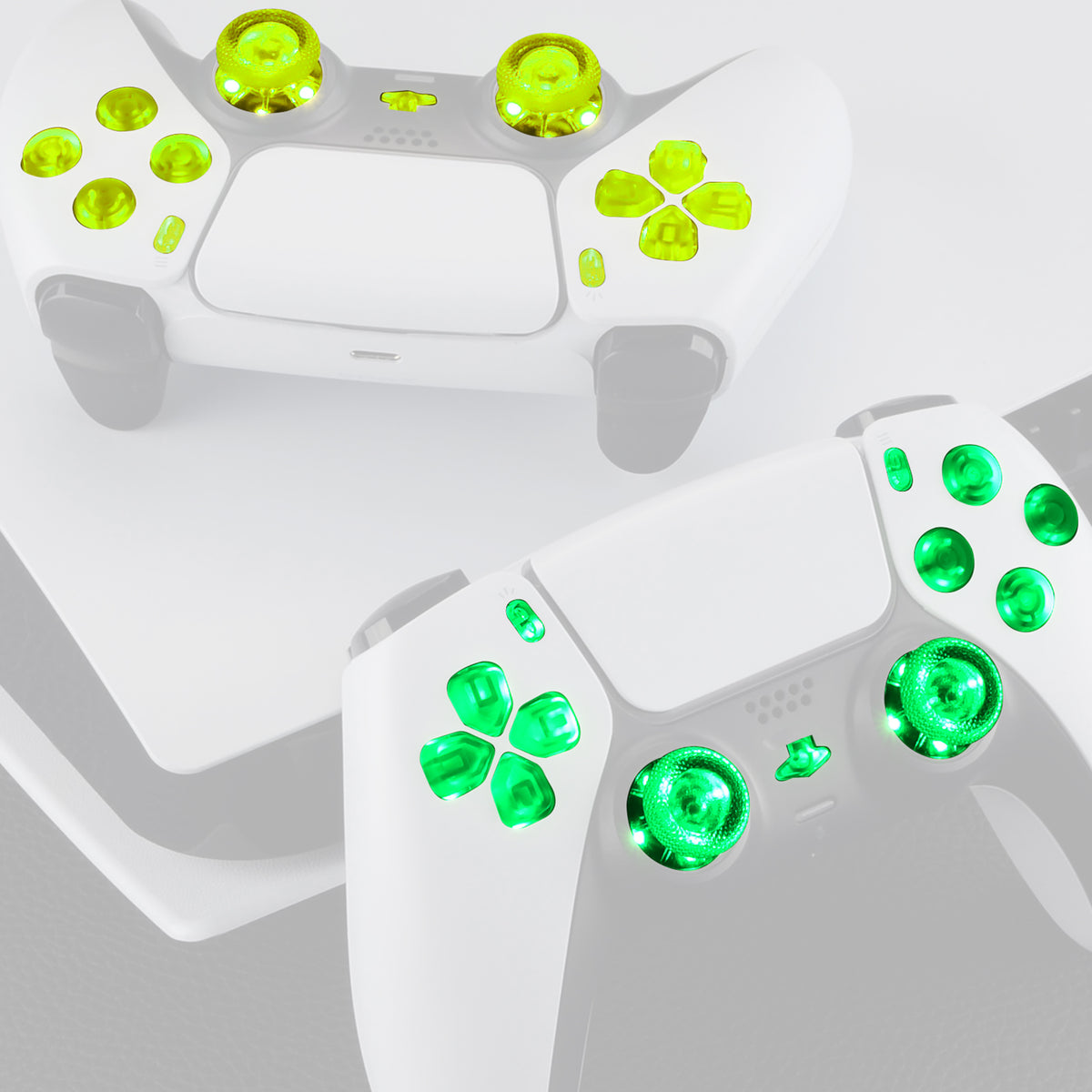 eXtremeRate Multi-Colors Luminated Buttons DTF V4 LED Kit for PS5 Controller BDM-030/040/050/060 - Clear