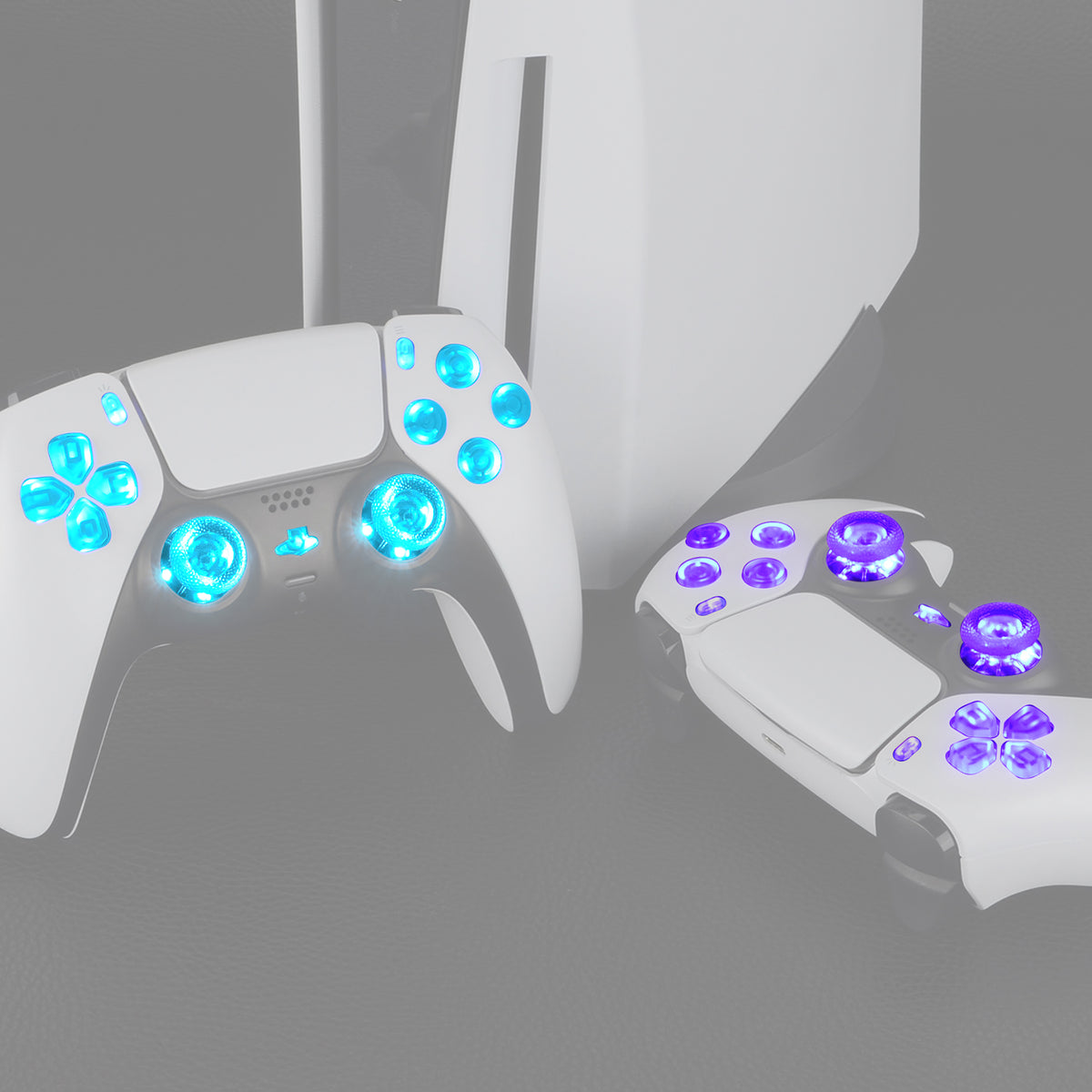 eXtremeRate Multi-Colors Luminated Buttons DTF V4 LED Kit for PS5 Controller BDM-030/040/050/060 - Clear