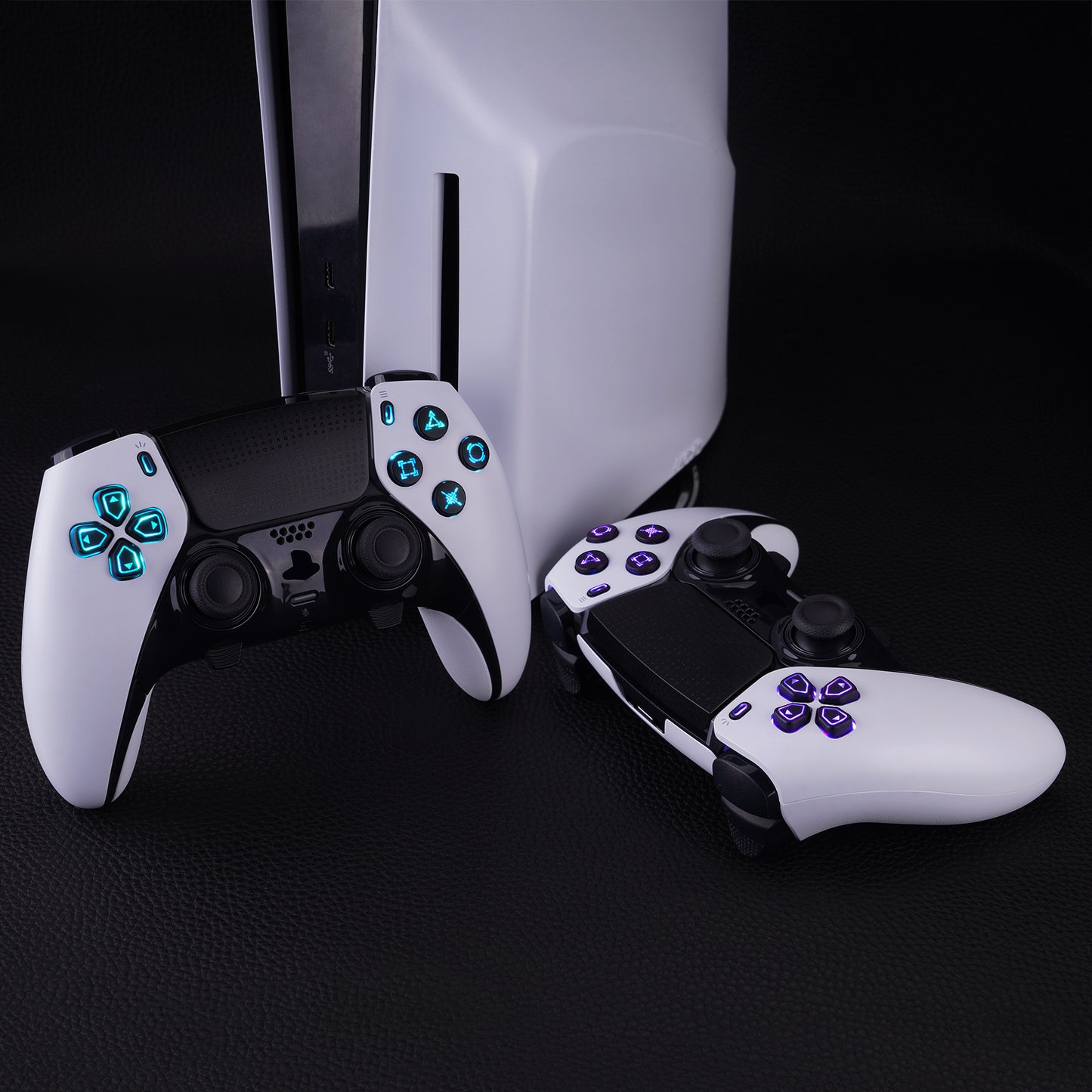 eXtremeRate Multi-Colors Luminated Buttons D&F LED Kit for PS5 Edge Controller - Black Classical Symbols Buttons