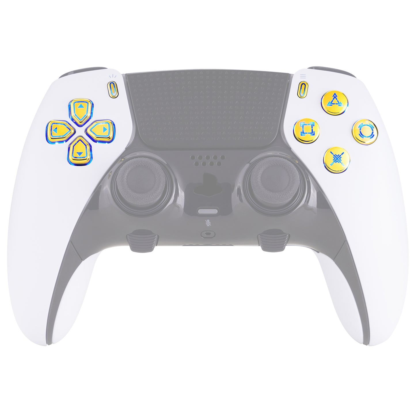 eXtremeRate Multi-Colors Luminated Buttons D&F LED Kit for PS5 Edge Controller - Chrome Gold Classical Symbols Buttons
