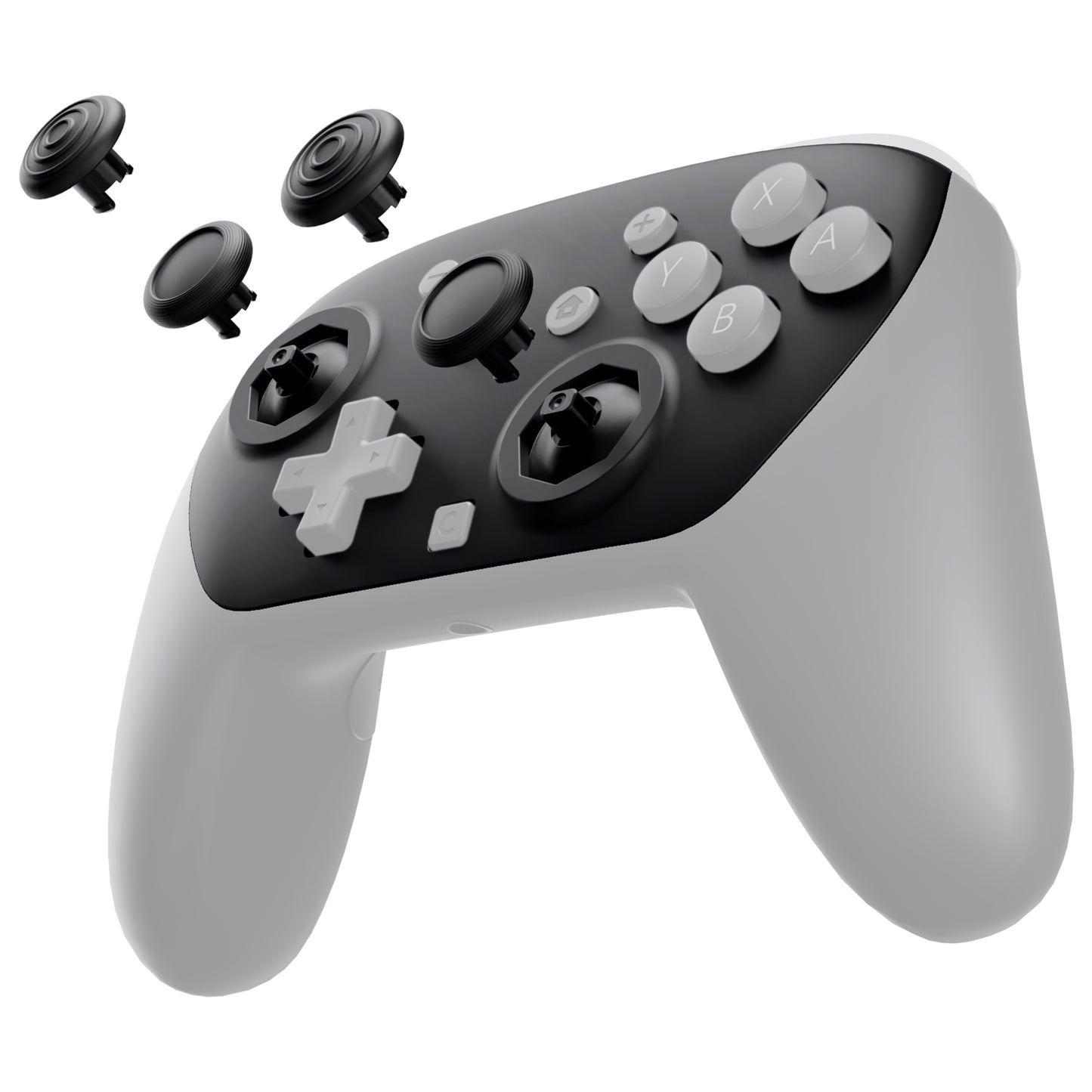 eXtremeRate Octagonal Gated Sticks Design Faceplate Shell with ThumbsGear Thumbsticks for Nintendo Switch 2 Pro Controller - Black