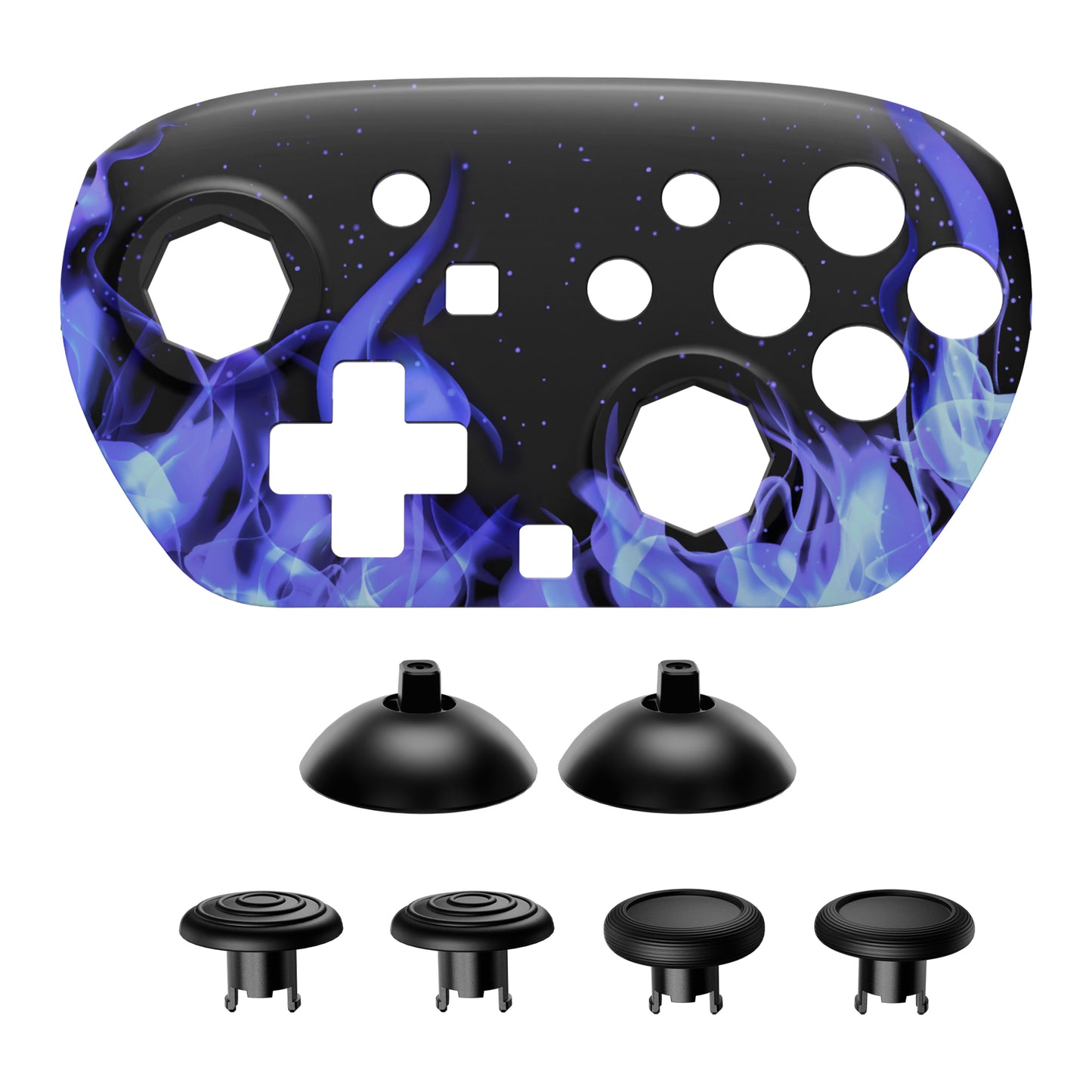 eXtremeRate Octagonal Gated Sticks Design Faceplate Shell with ThumbsGear Thumbsticks for Nintendo Switch 2 Pro Controller - Blue Flame