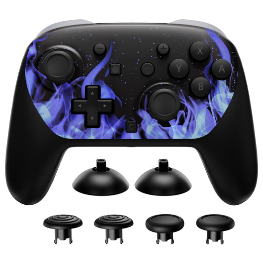 eXtremeRate Octagonal Gated Sticks Design Faceplate Shell with ThumbsGear Thumbsticks for Nintendo Switch 2 Pro Controller - Blue Flame