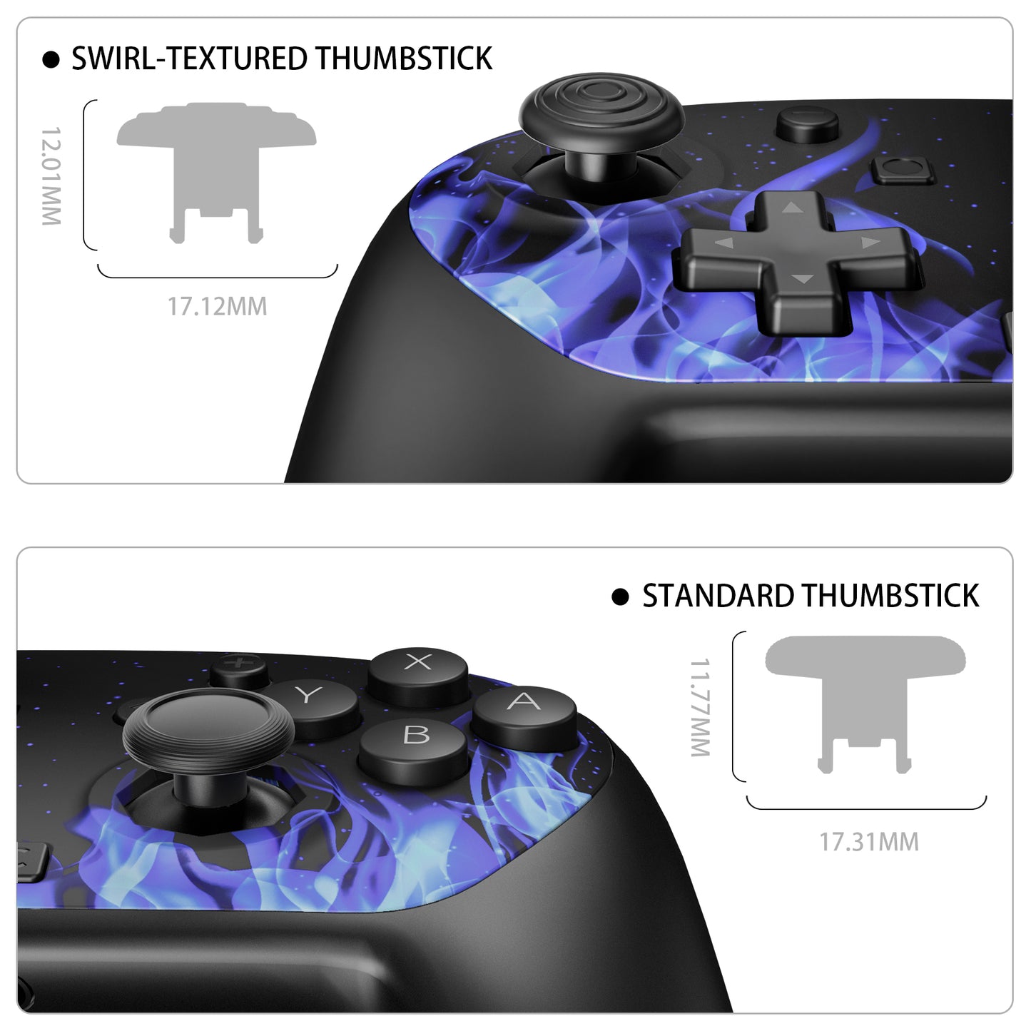 eXtremeRate Octagonal Gated Sticks Design Faceplate Shell with ThumbsGear Thumbsticks for Nintendo Switch 2 Pro Controller - Blue Flame