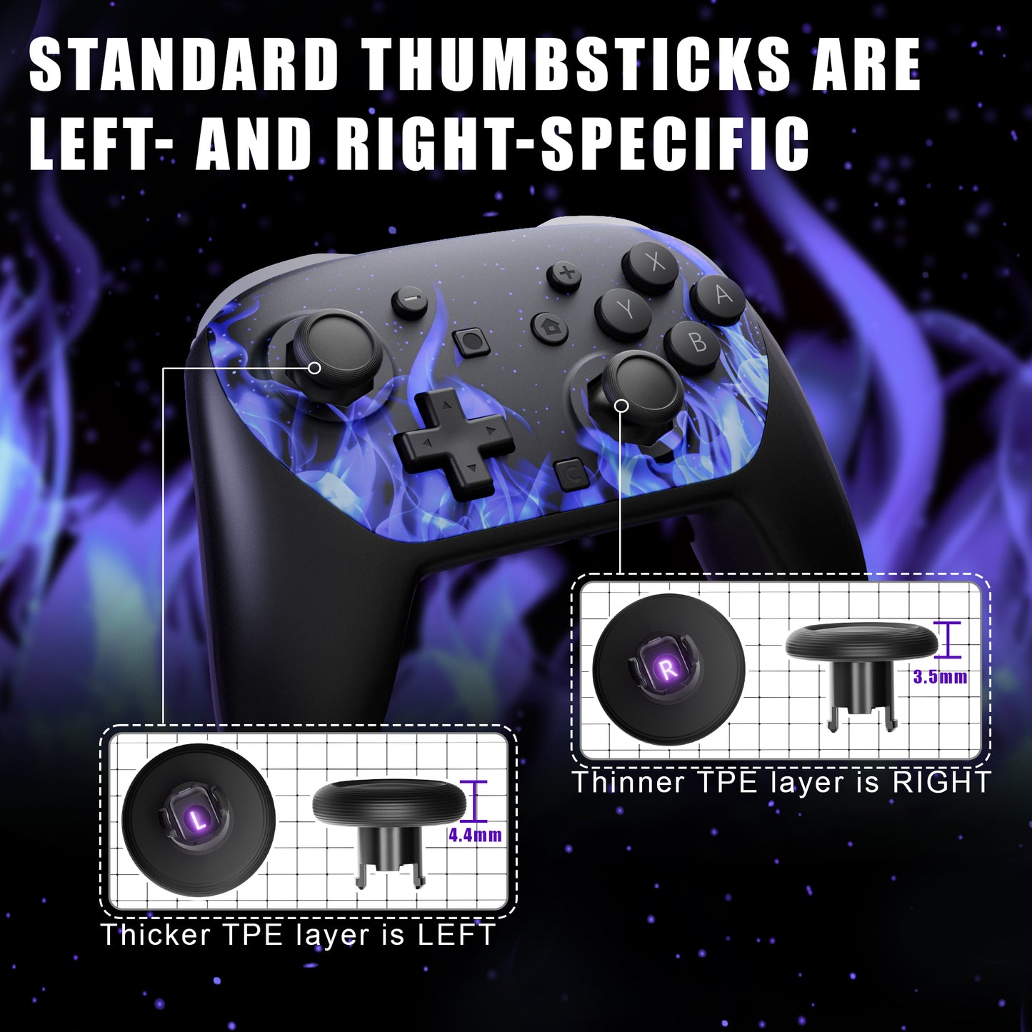 eXtremeRate Octagonal Gated Sticks Design Faceplate Shell with ThumbsGear Thumbsticks for Nintendo Switch 2 Pro Controller - Blue Flame
