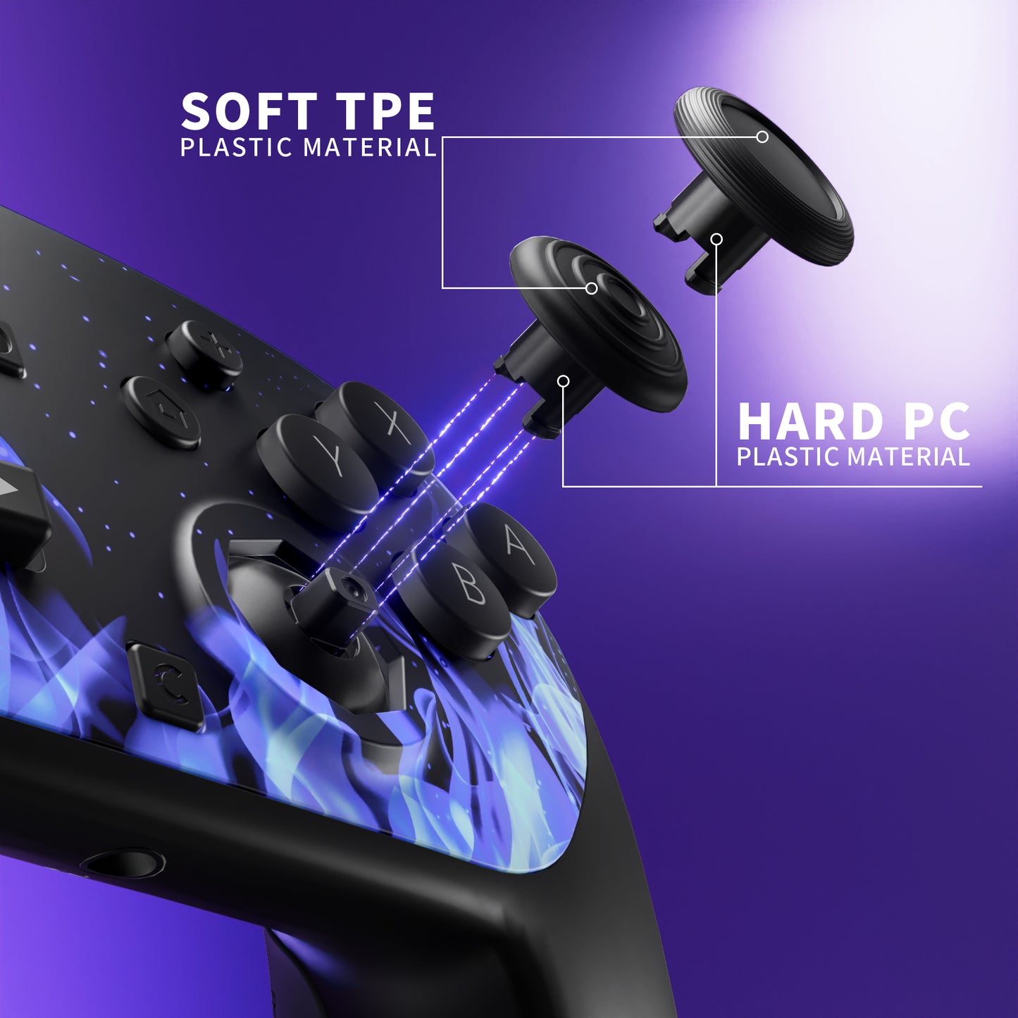 eXtremeRate Octagonal Gated Sticks Design Faceplate Shell with ThumbsGear Thumbsticks for Nintendo Switch 2 Pro Controller - Blue Flame