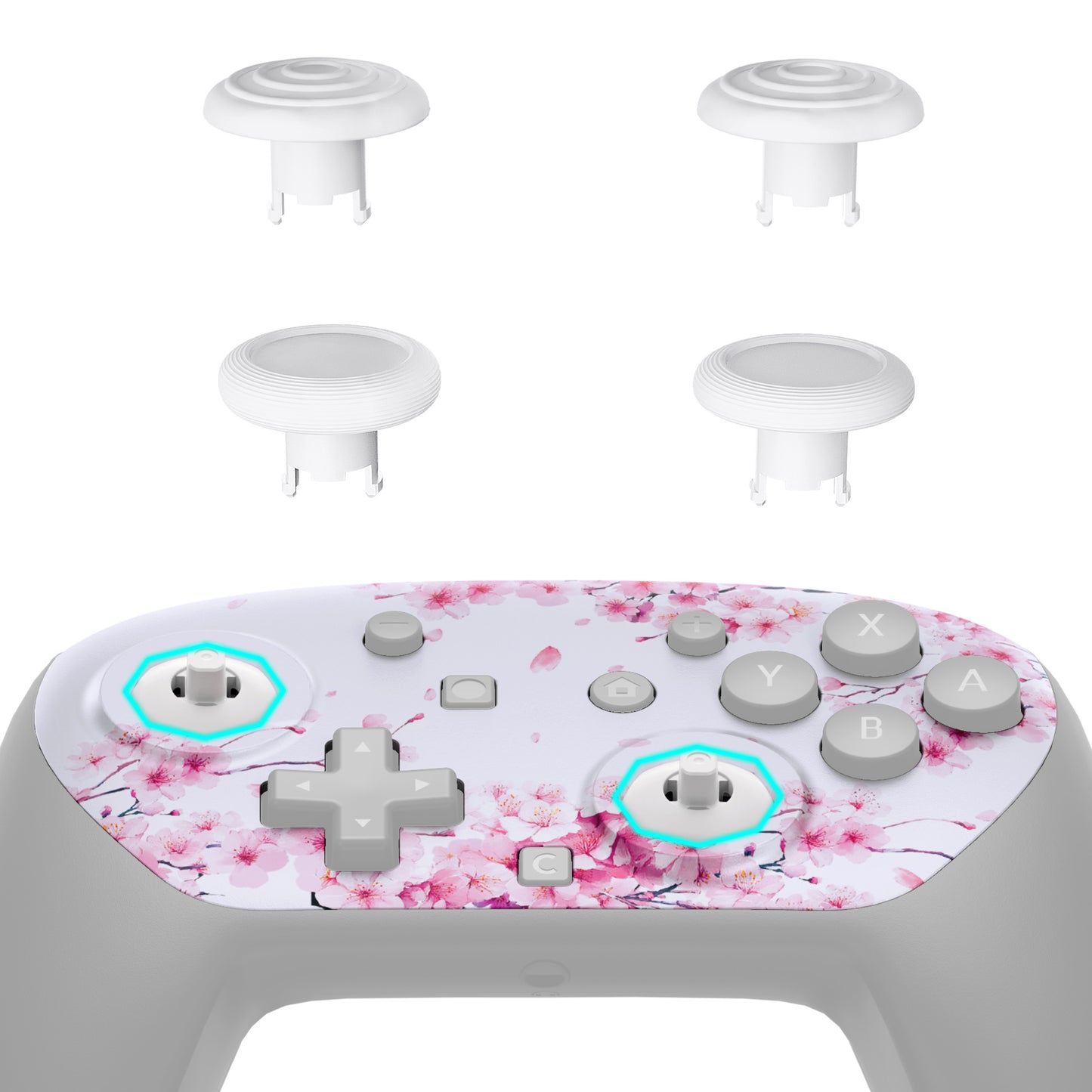 eXtremeRate Octagonal Gated Sticks Design Faceplate Shell with ThumbsGear Thumbsticks for Nintendo Switch 2 Pro Controller - Cherry Blossom Whisper