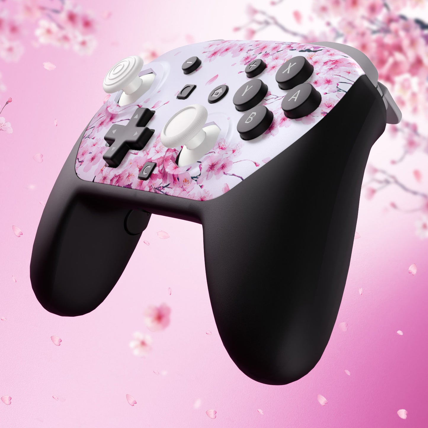 eXtremeRate Octagonal Gated Sticks Design Faceplate Shell with ThumbsGear Thumbsticks for Nintendo Switch 2 Pro Controller - Cherry Blossom Whisper