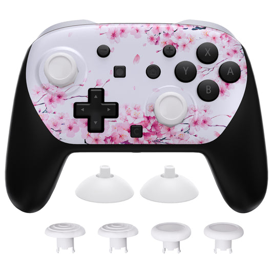 eXtremeRate Octagonal Gated Sticks Design Faceplate Shell with ThumbsGear Thumbsticks for Nintendo Switch 2 Pro Controller - Cherry Blossom Whisper