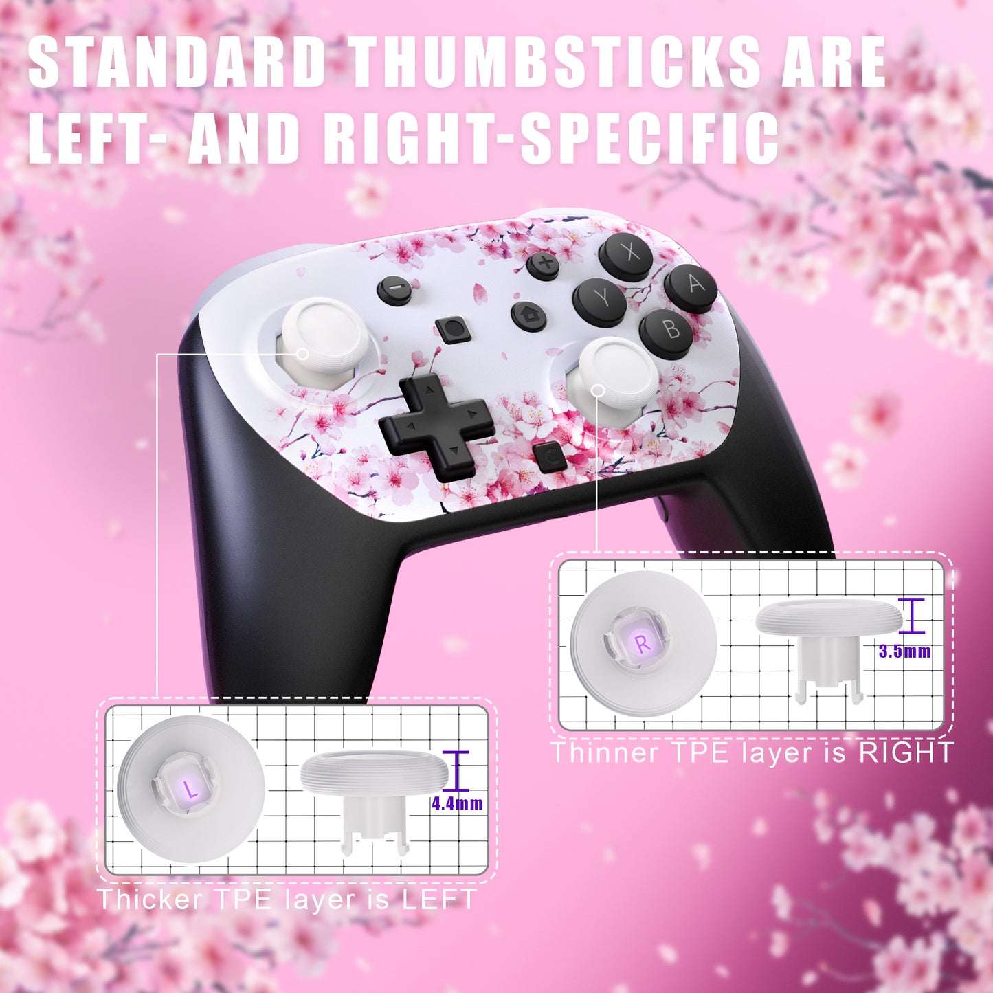 eXtremeRate Octagonal Gated Sticks Design Faceplate Shell with ThumbsGear Thumbsticks for Nintendo Switch 2 Pro Controller - Cherry Blossom Whisper