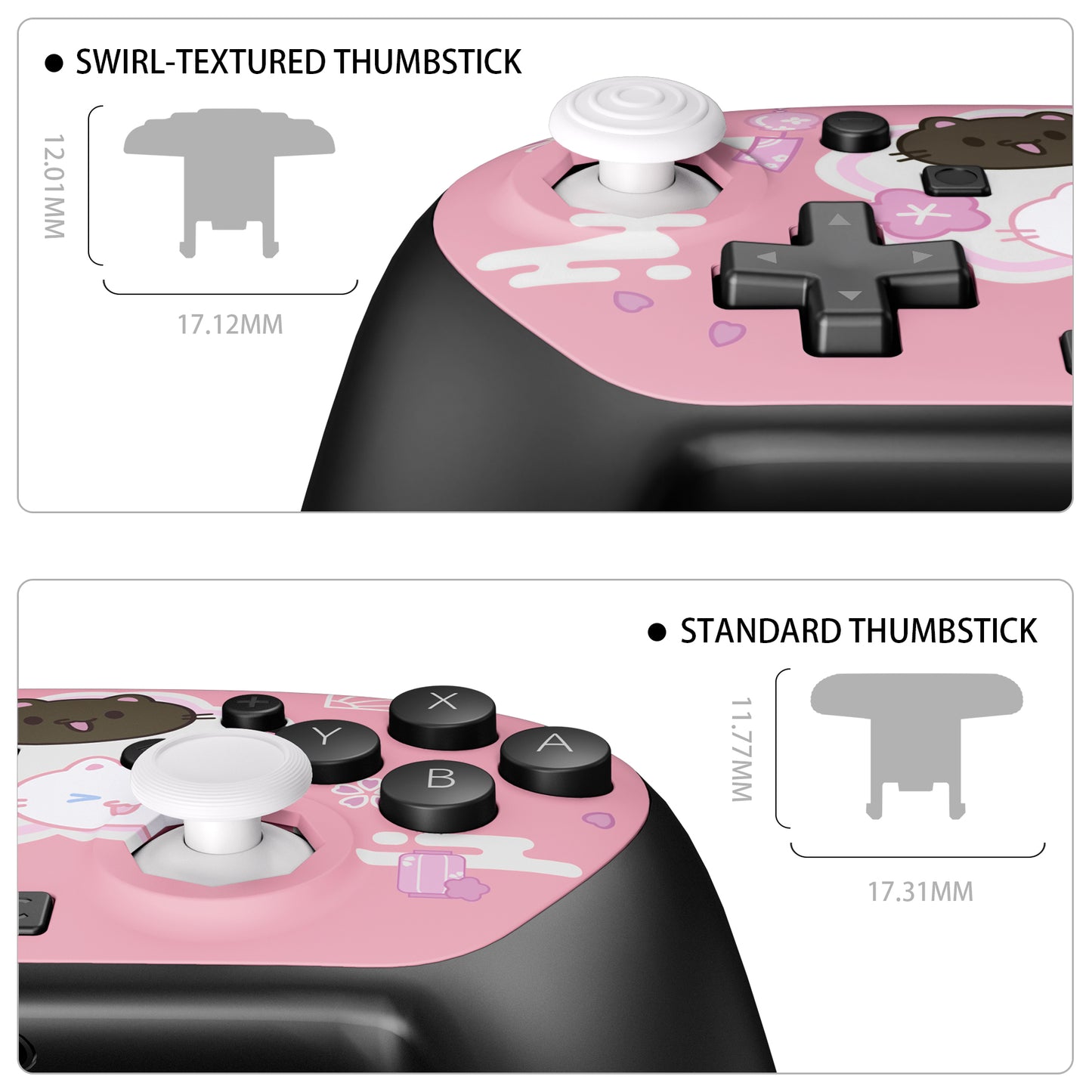 eXtremeRate Octagonal Gated Sticks Design Faceplate Shell with ThumbsGear Thumbsticks for Nintendo Switch 2 Pro Controller - Cherry Blossoms Kitten