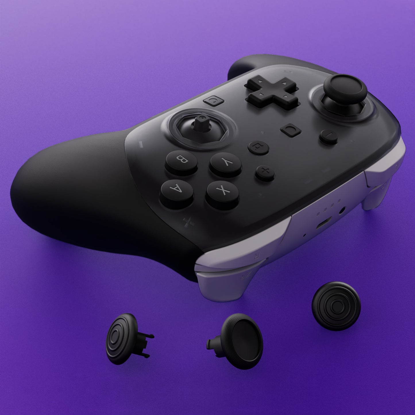 eXtremeRate Octagonal Gated Sticks Design Faceplate Shell with ThumbsGear Thumbsticks for Nintendo Switch 2 Pro Controller - Clear Slate Black
