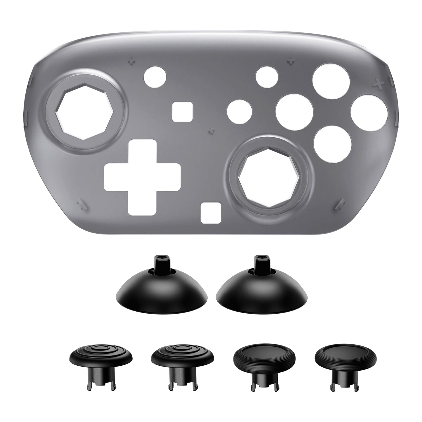 eXtremeRate Octagonal Gated Sticks Design Faceplate Shell with ThumbsGear Thumbsticks for Nintendo Switch 2 Pro Controller - Clear Slate Black
