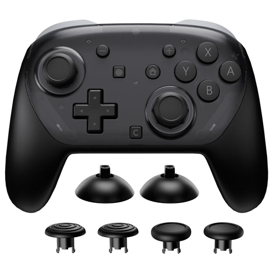 eXtremeRate Octagonal Gated Sticks Design Faceplate Shell with ThumbsGear Thumbsticks for Nintendo Switch 2 Pro Controller - Clear Slate Black