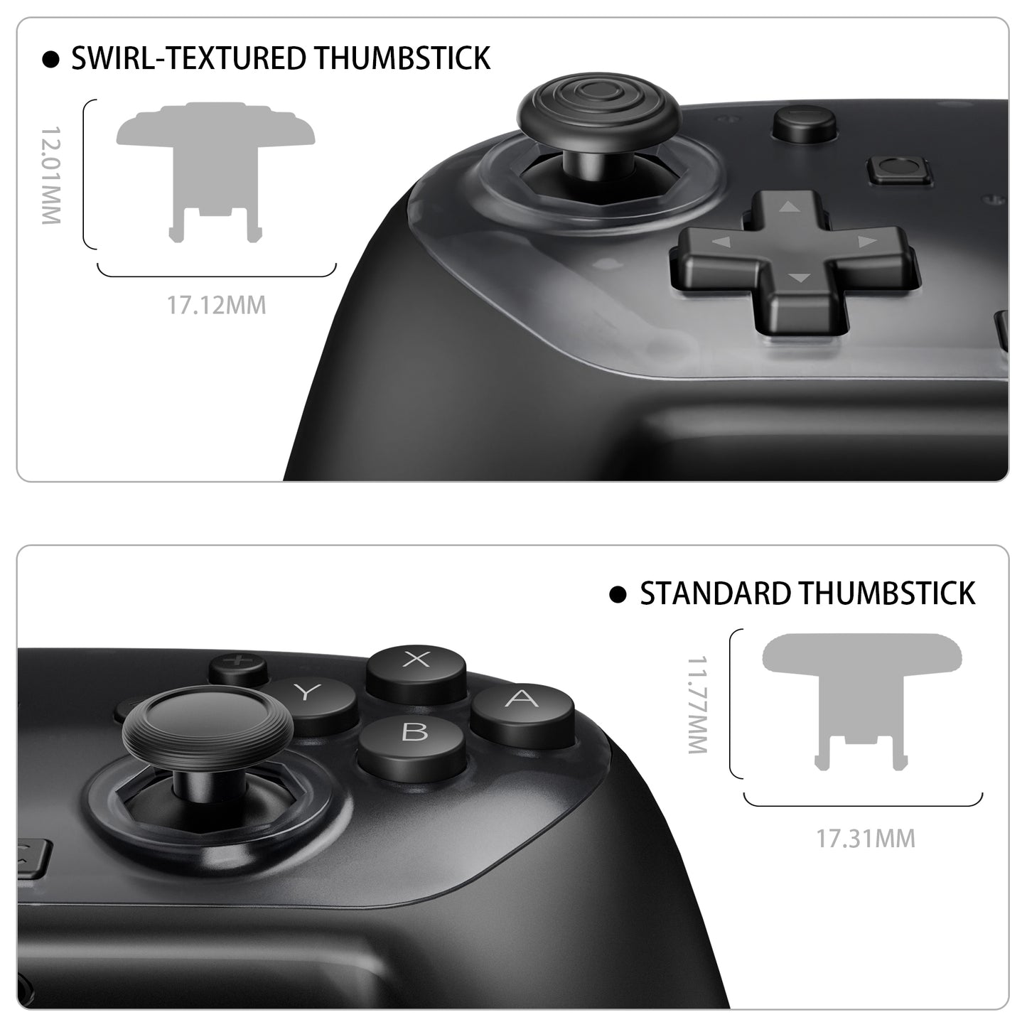 eXtremeRate Octagonal Gated Sticks Design Faceplate Shell with ThumbsGear Thumbsticks for Nintendo Switch 2 Pro Controller - Clear Slate Black