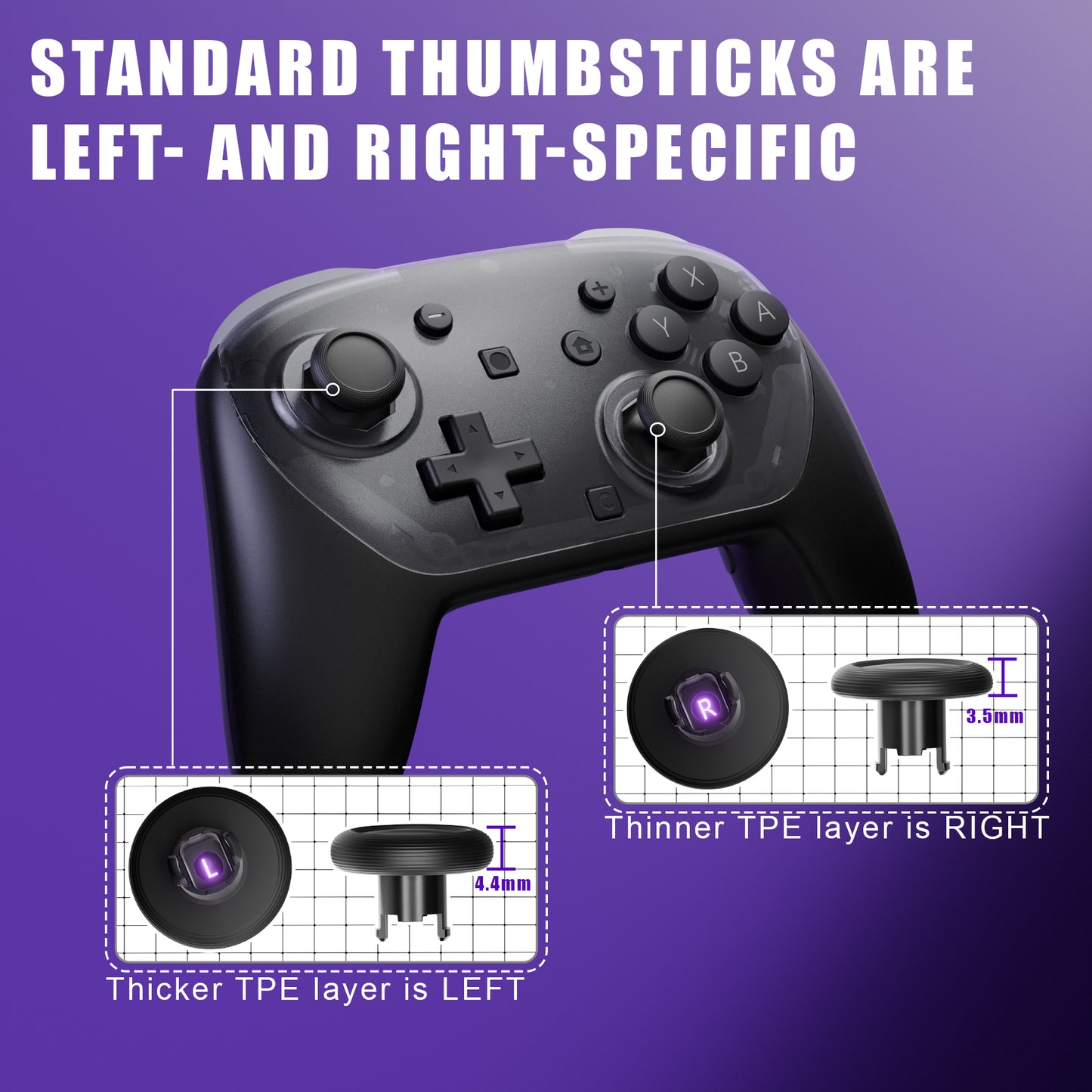 eXtremeRate Octagonal Gated Sticks Design Faceplate Shell with ThumbsGear Thumbsticks for Nintendo Switch 2 Pro Controller - Clear Slate Black