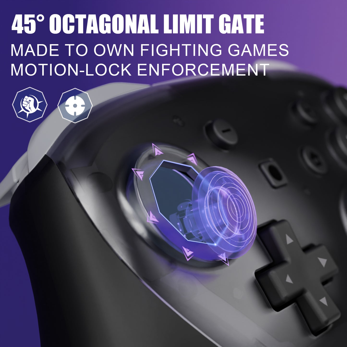 eXtremeRate Octagonal Gated Sticks Design Faceplate Shell with ThumbsGear Thumbsticks for Nintendo Switch 2 Pro Controller - Clear Slate Black