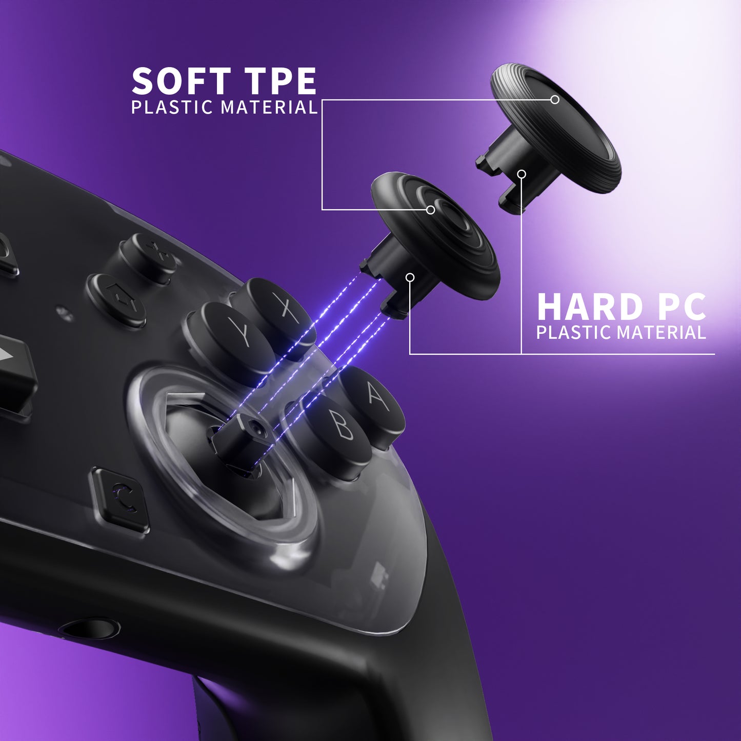 eXtremeRate Octagonal Gated Sticks Design Faceplate Shell with ThumbsGear Thumbsticks for Nintendo Switch 2 Pro Controller - Clear Slate Black