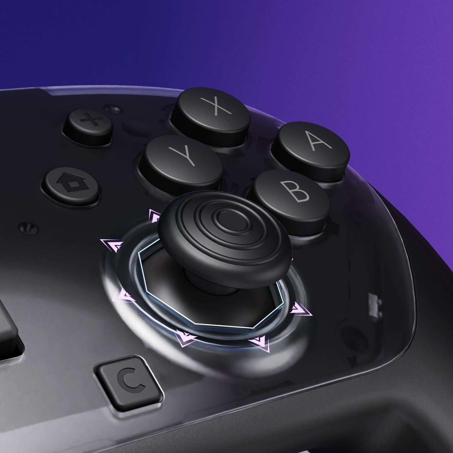 eXtremeRate Octagonal Gated Sticks Design Faceplate Shell with ThumbsGear Thumbsticks for Nintendo Switch 2 Pro Controller - Clear Slate Black
