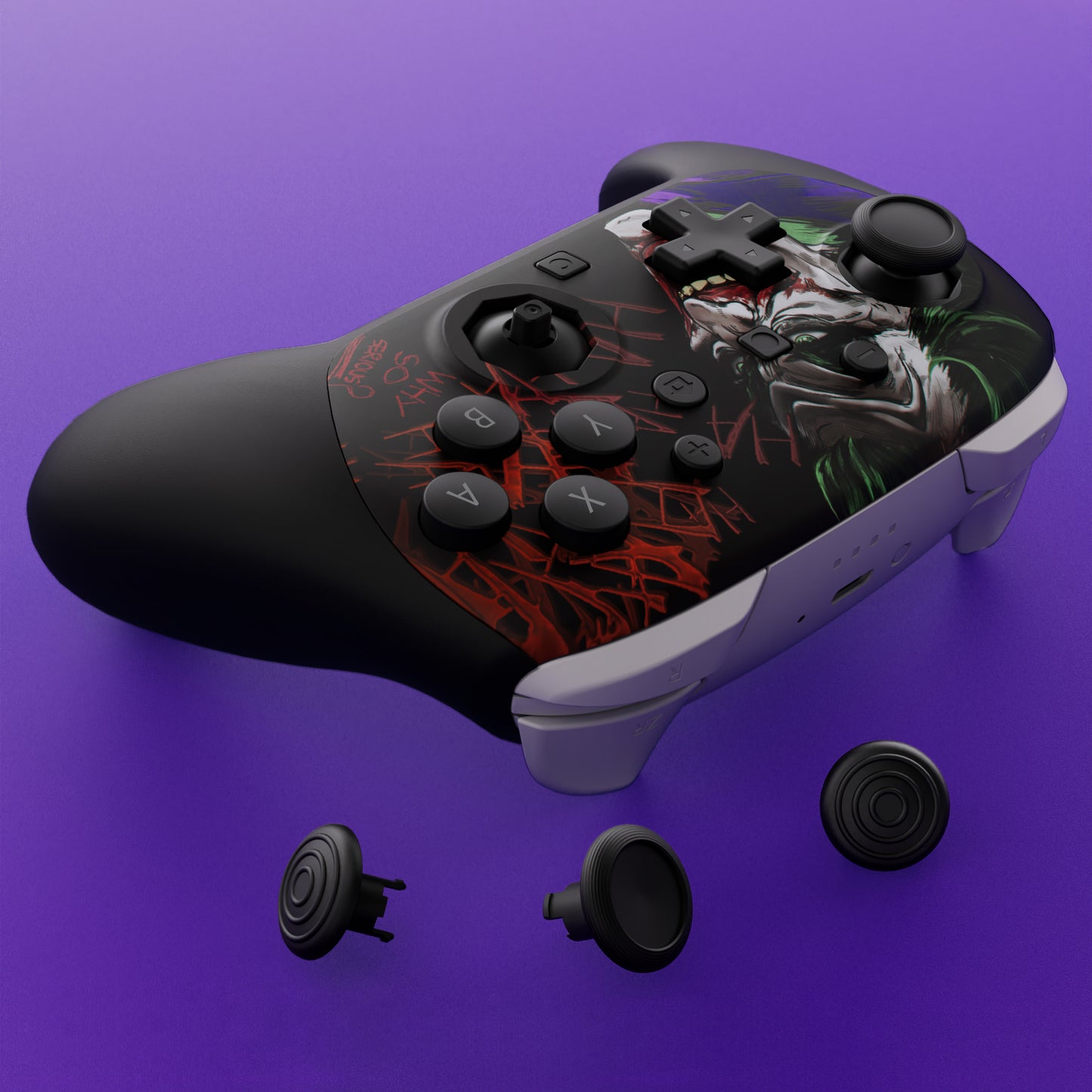 eXtremeRate Octagonal Gated Sticks Design Faceplate Shell with ThumbsGear Thumbsticks for Nintendo Switch 2 Pro Controller - Clown HAHAHA