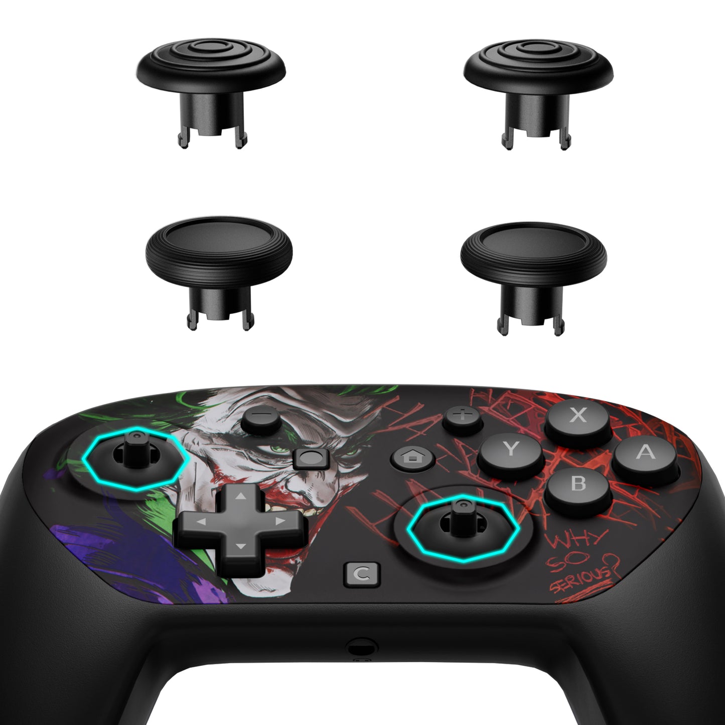 eXtremeRate Octagonal Gated Sticks Design Faceplate Shell with ThumbsGear Thumbsticks for Nintendo Switch 2 Pro Controller - Clown HAHAHA