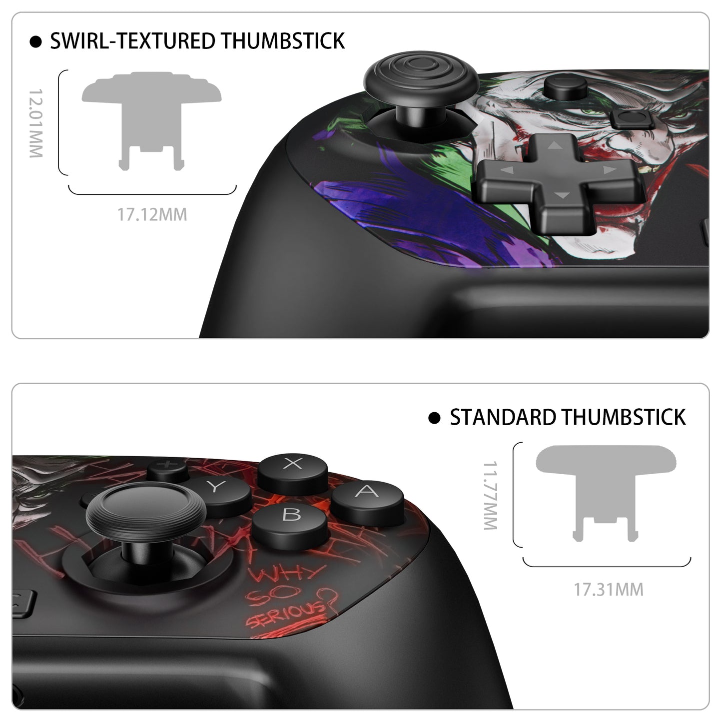 eXtremeRate Octagonal Gated Sticks Design Faceplate Shell with ThumbsGear Thumbsticks for Nintendo Switch 2 Pro Controller - Clown HAHAHA
