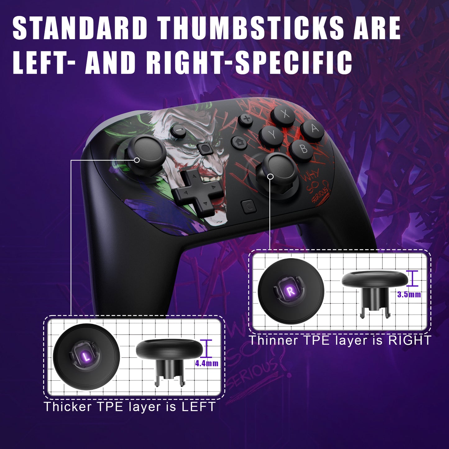 eXtremeRate Octagonal Gated Sticks Design Faceplate Shell with ThumbsGear Thumbsticks for Nintendo Switch 2 Pro Controller - Clown HAHAHA