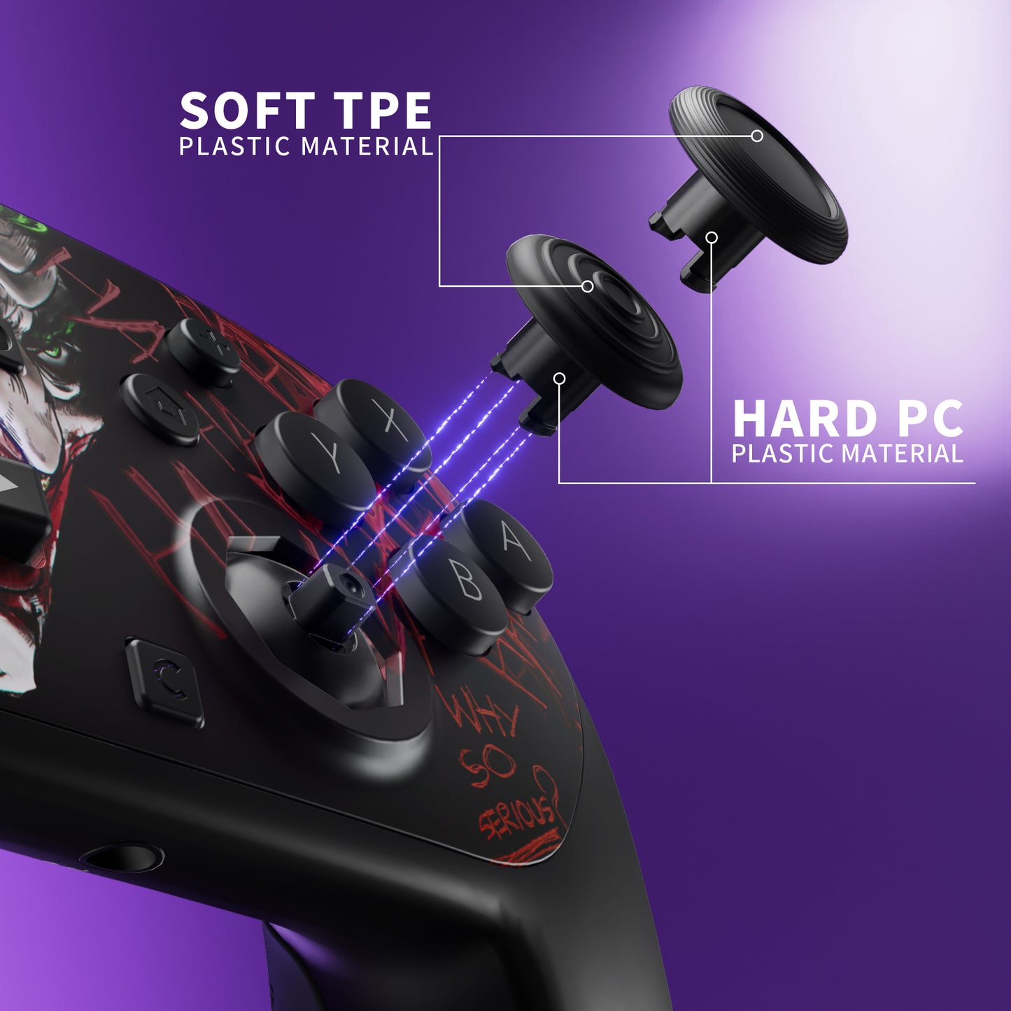 eXtremeRate Octagonal Gated Sticks Design Faceplate Shell with ThumbsGear Thumbsticks for Nintendo Switch 2 Pro Controller - Clown HAHAHA