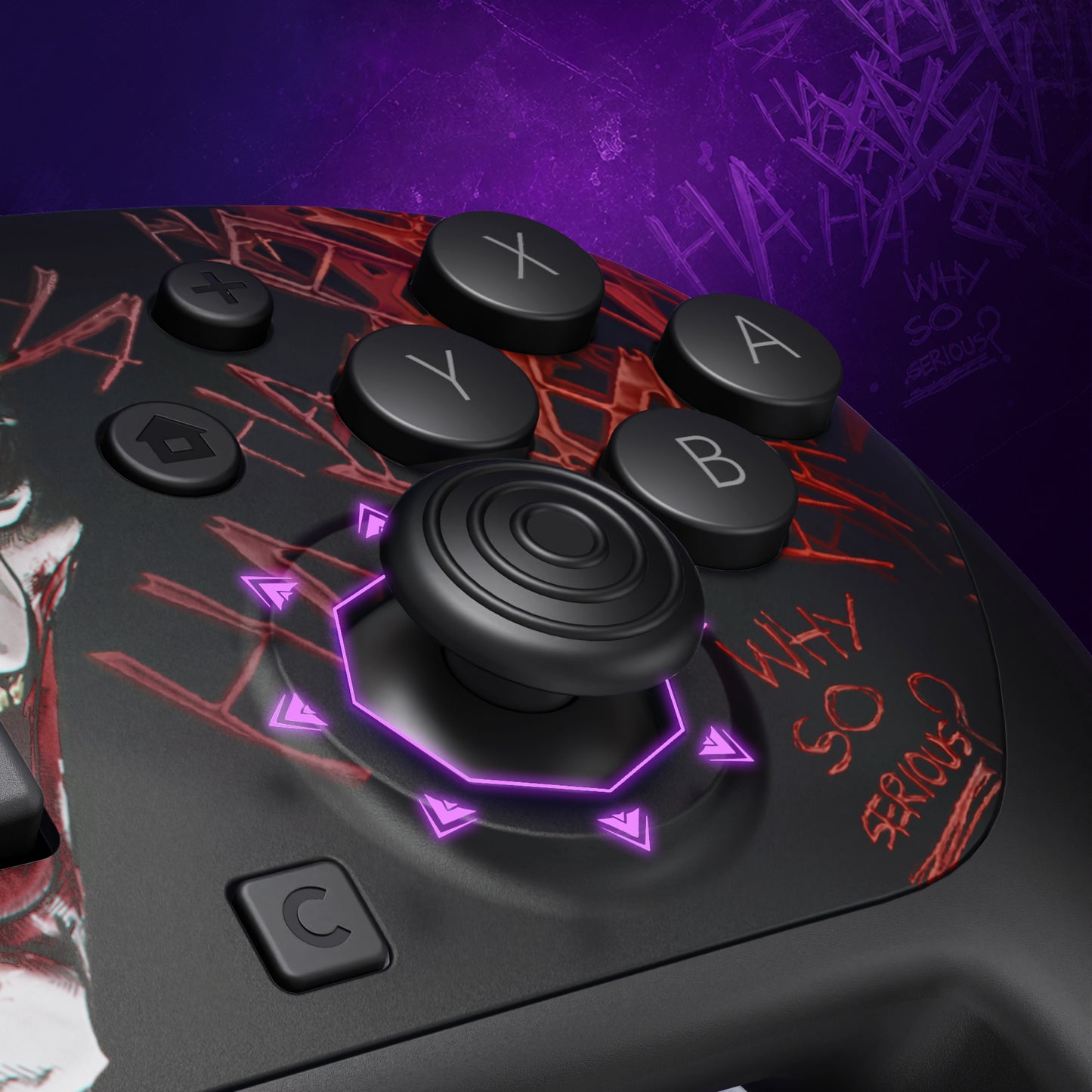 eXtremeRate Octagonal Gated Sticks Design Faceplate Shell with ThumbsGear Thumbsticks for Nintendo Switch 2 Pro Controller - Clown HAHAHA