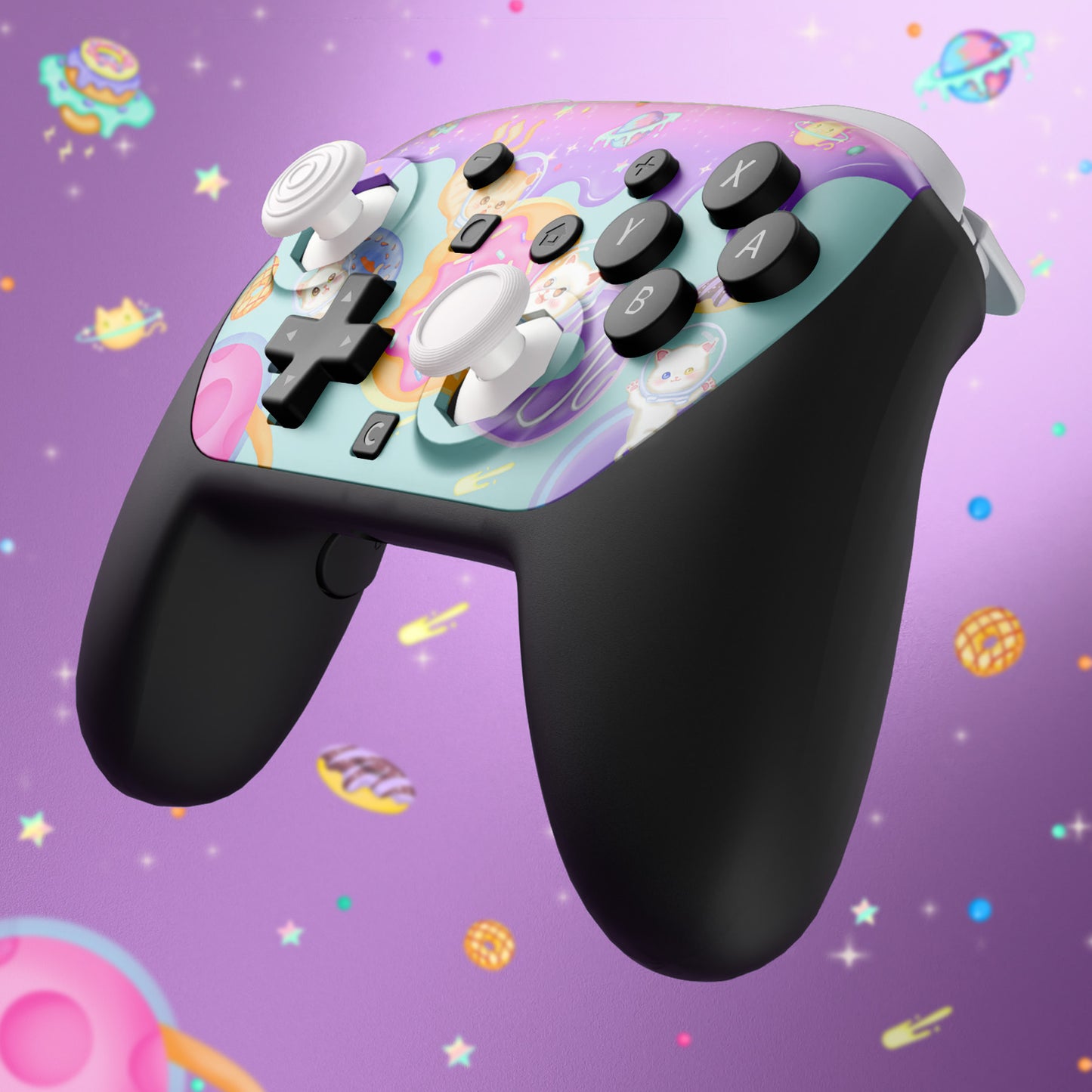 eXtremeRate Octagonal Gated Sticks Design Faceplate Shell with ThumbsGear Thumbsticks for Nintendo Switch 2 Pro Controller - Donut Odyssey