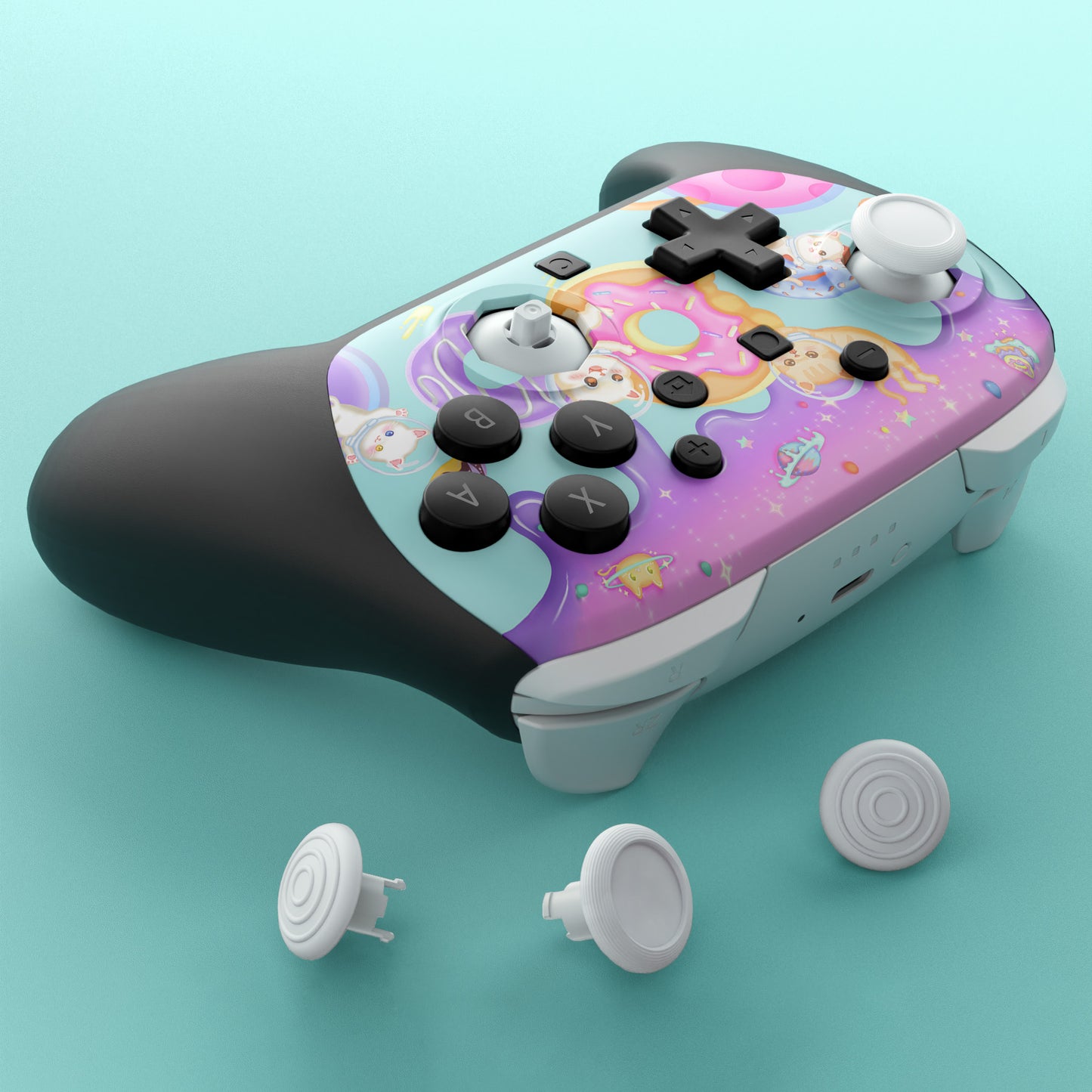 eXtremeRate Octagonal Gated Sticks Design Faceplate Shell with ThumbsGear Thumbsticks for Nintendo Switch 2 Pro Controller - Donut Odyssey