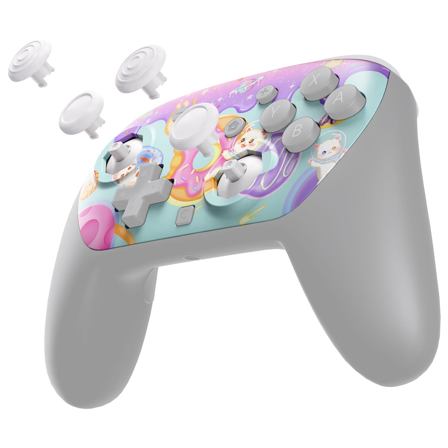 eXtremeRate Octagonal Gated Sticks Design Faceplate Shell with ThumbsGear Thumbsticks for Nintendo Switch 2 Pro Controller - Donut Odyssey