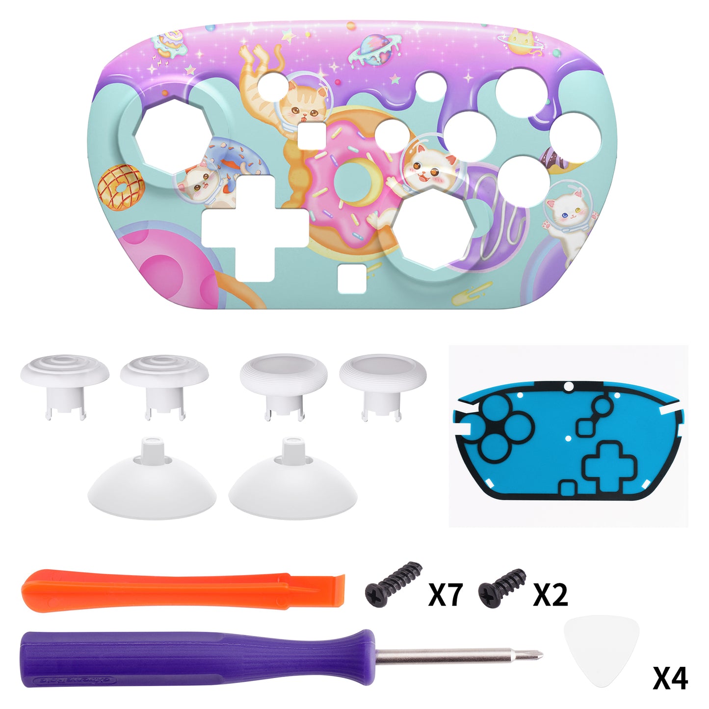 eXtremeRate Octagonal Gated Sticks Design Faceplate Shell with ThumbsGear Thumbsticks for Nintendo Switch 2 Pro Controller - Donut Odyssey