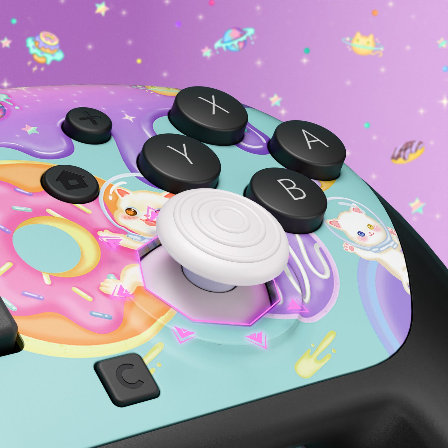 eXtremeRate Octagonal Gated Sticks Design Faceplate Shell with ThumbsGear Thumbsticks for Nintendo Switch 2 Pro Controller - Donut Odyssey