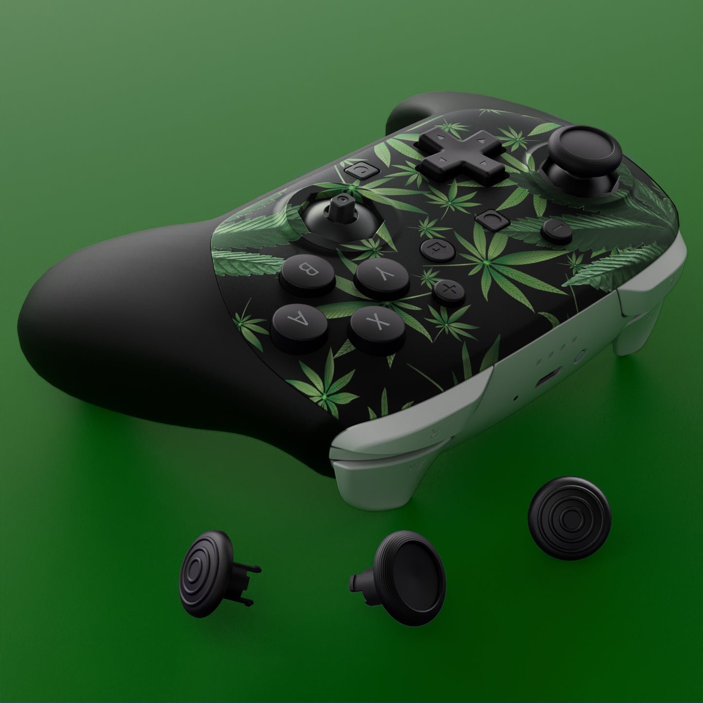eXtremeRate Octagonal Gated Sticks Design Faceplate Shell with ThumbsGear Thumbsticks for Nintendo Switch 2 Pro Controller - Green Weeds