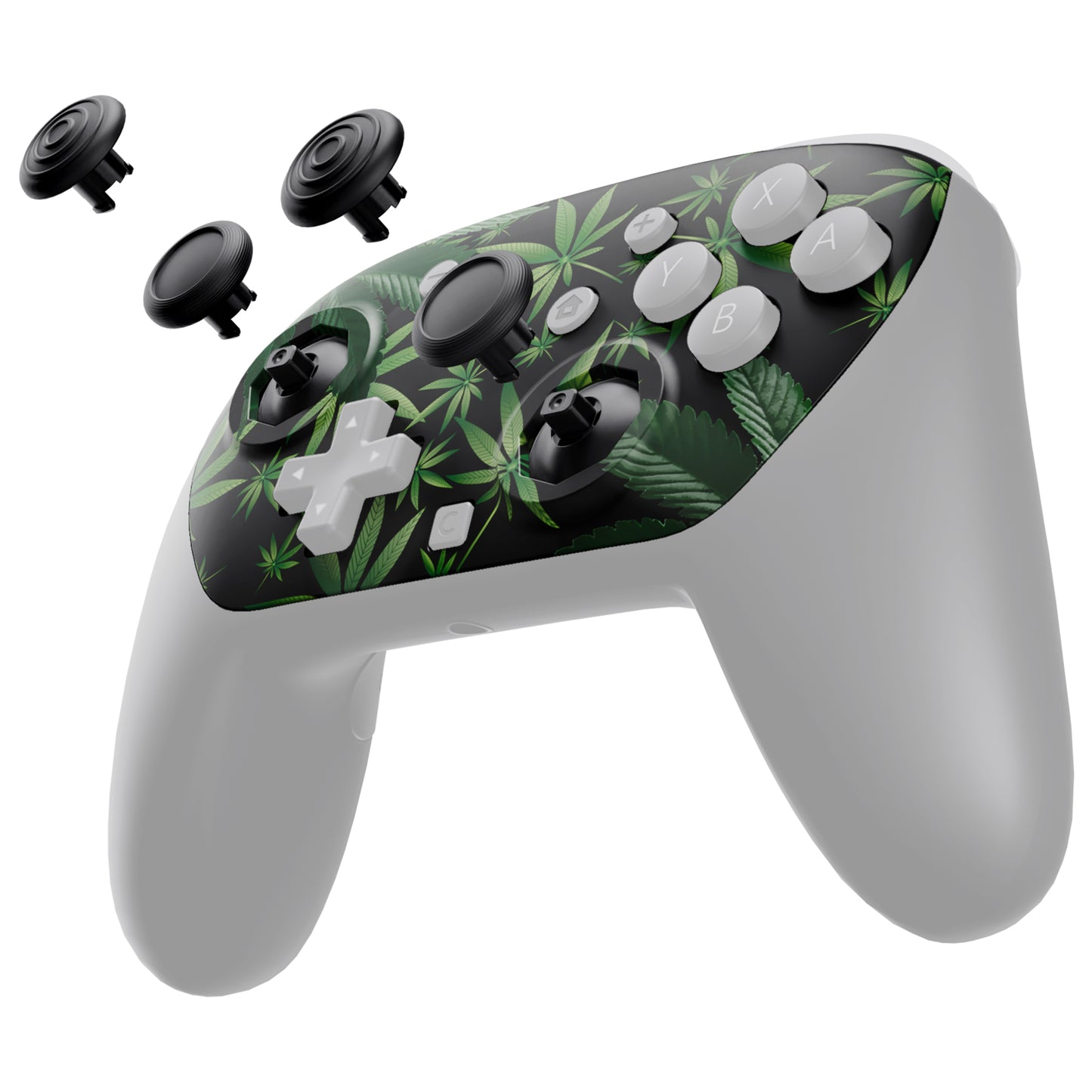 eXtremeRate Octagonal Gated Sticks Design Faceplate Shell with ThumbsGear Thumbsticks for Nintendo Switch 2 Pro Controller - Green Weeds