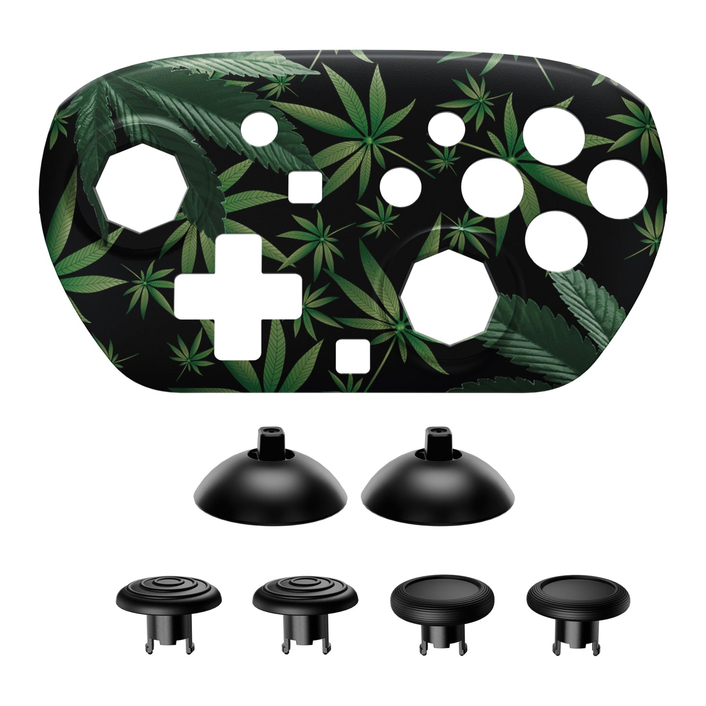 eXtremeRate Octagonal Gated Sticks Design Faceplate Shell with ThumbsGear Thumbsticks for Nintendo Switch 2 Pro Controller - Green Weeds