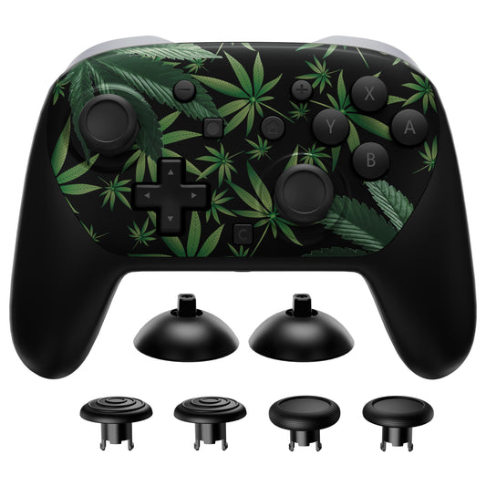 eXtremeRate Octagonal Gated Sticks Design Faceplate Shell with ThumbsGear Thumbsticks for Nintendo Switch 2 Pro Controller - Green Weeds