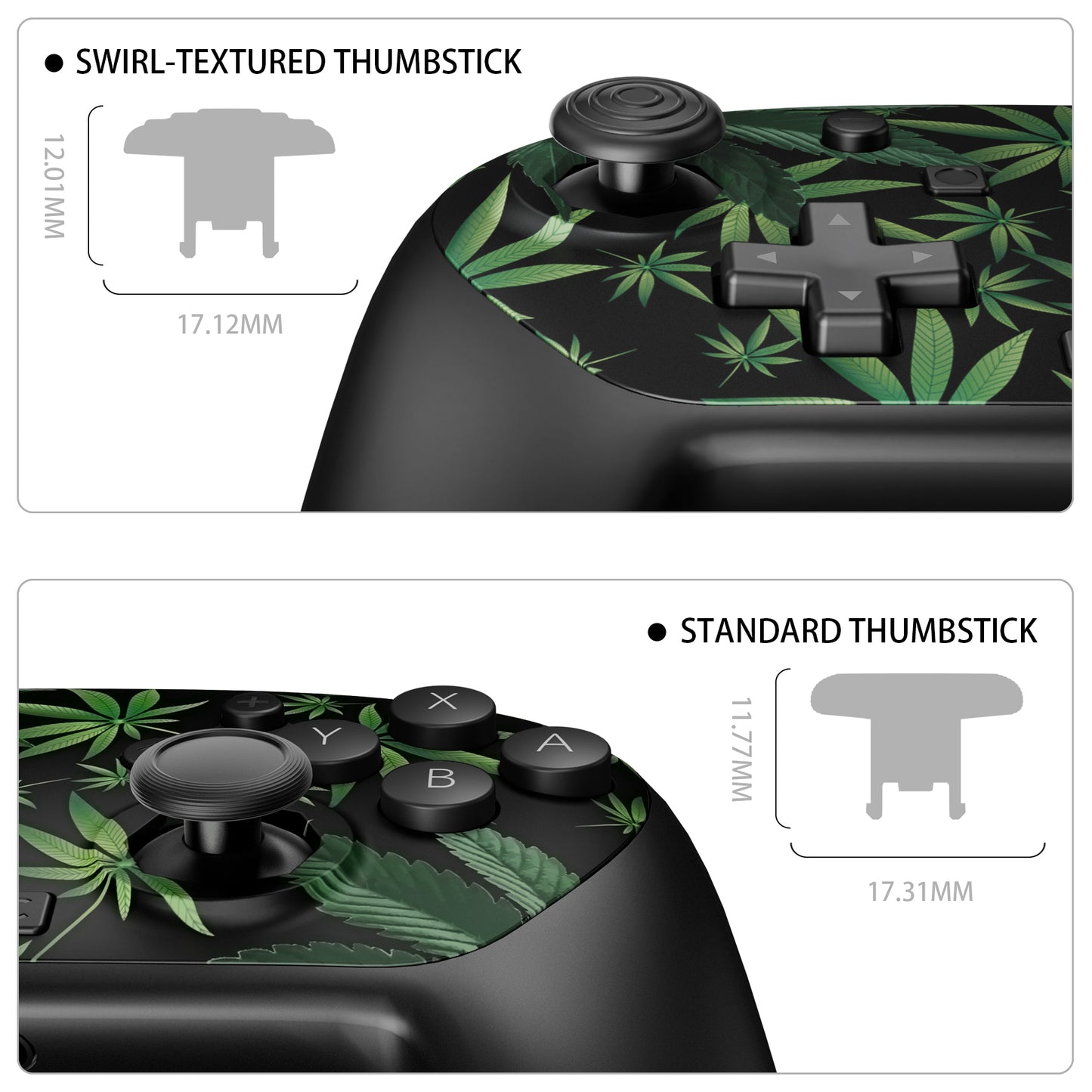 eXtremeRate Octagonal Gated Sticks Design Faceplate Shell with ThumbsGear Thumbsticks for Nintendo Switch 2 Pro Controller - Green Weeds