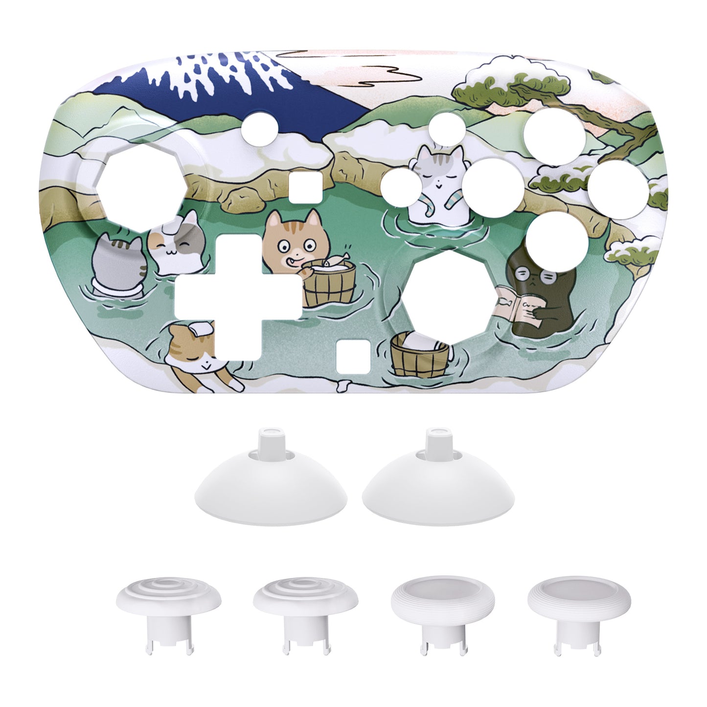 eXtremeRate Octagonal Gated Sticks Design Faceplate Shell with ThumbsGear Thumbsticks for Nintendo Switch 2 Pro Controller - Hot Spring Kitties