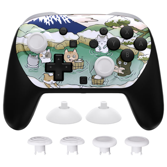 eXtremeRate Octagonal Gated Sticks Design Faceplate Shell with ThumbsGear Thumbsticks for Nintendo Switch 2 Pro Controller - Hot Spring Kitties