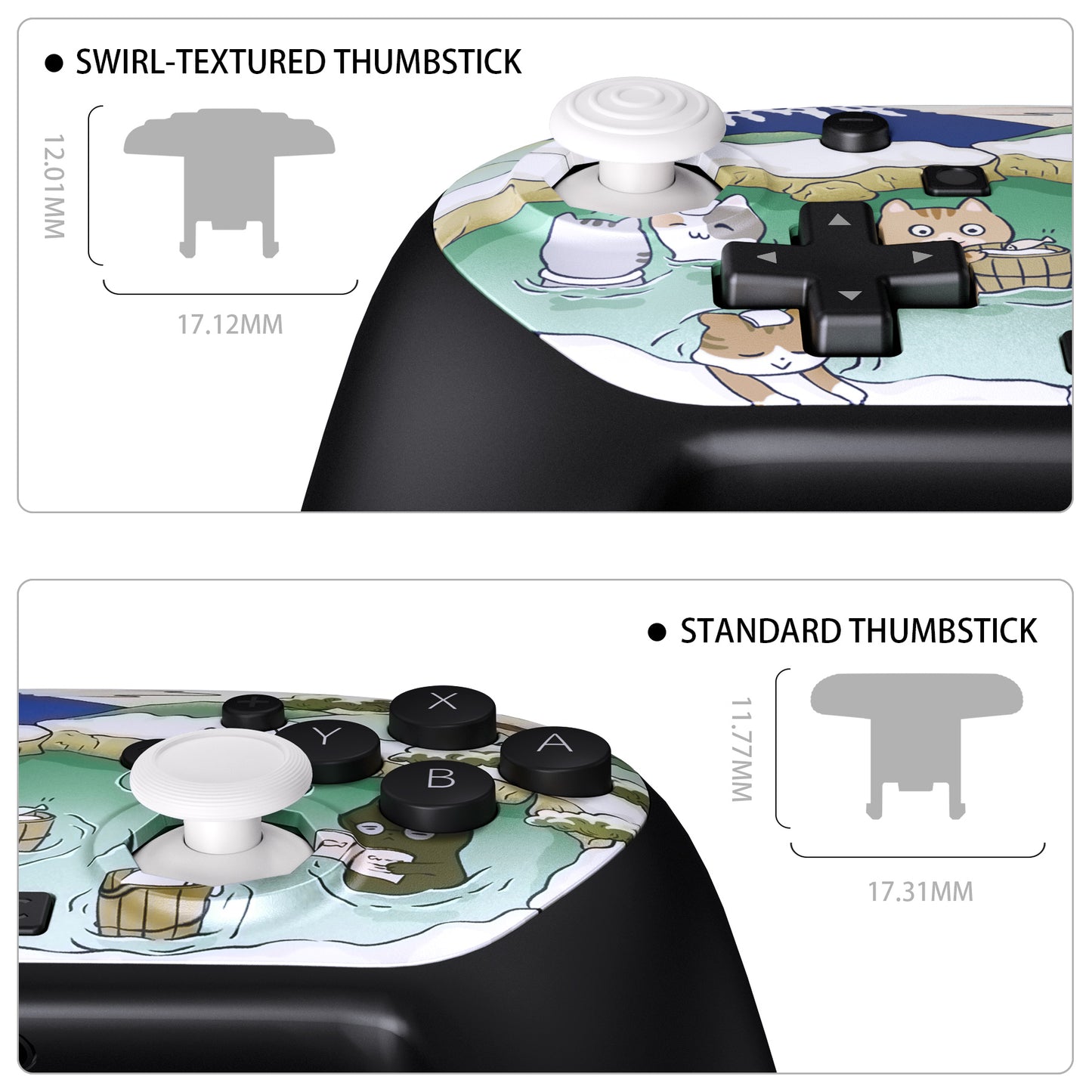 eXtremeRate Octagonal Gated Sticks Design Faceplate Shell with ThumbsGear Thumbsticks for Nintendo Switch 2 Pro Controller - Hot Spring Kitties