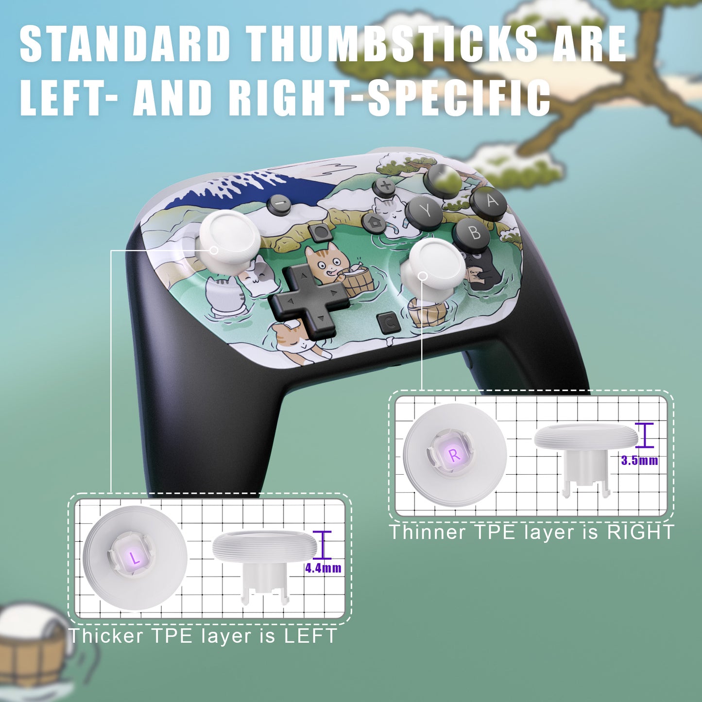eXtremeRate Octagonal Gated Sticks Design Faceplate Shell with ThumbsGear Thumbsticks for Nintendo Switch 2 Pro Controller - Hot Spring Kitties