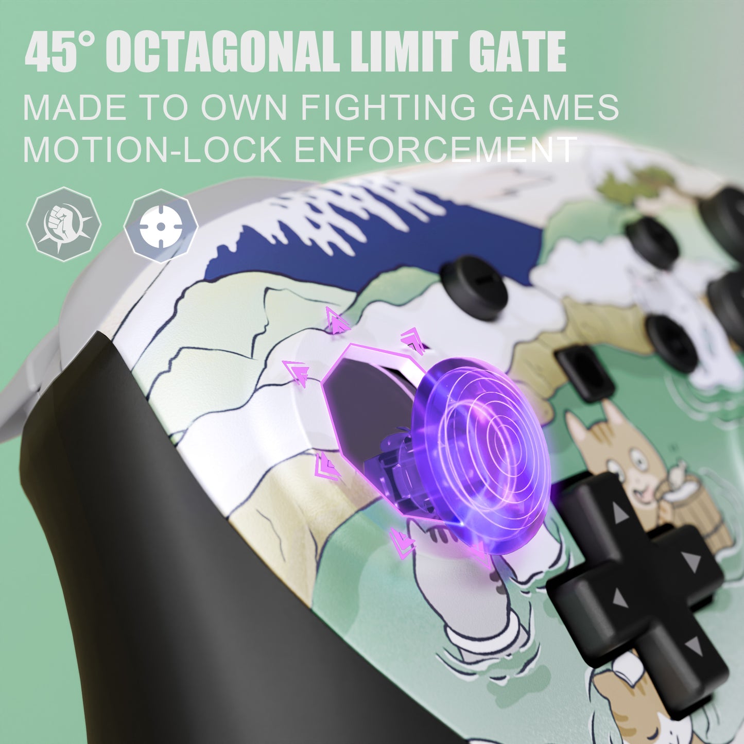 eXtremeRate Octagonal Gated Sticks Design Faceplate Shell with ThumbsGear Thumbsticks for Nintendo Switch 2 Pro Controller - Hot Spring Kitties