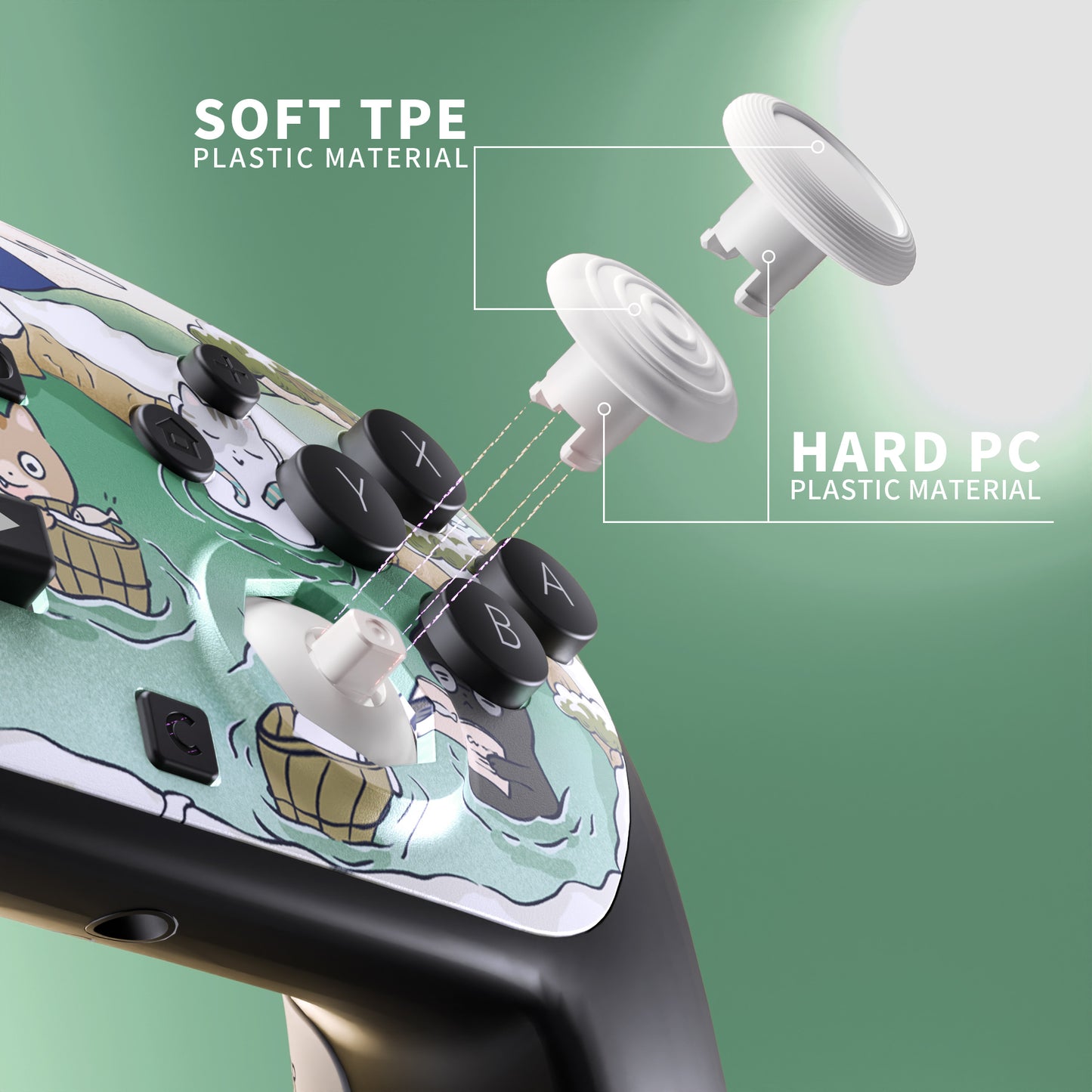 eXtremeRate Octagonal Gated Sticks Design Faceplate Shell with ThumbsGear Thumbsticks for Nintendo Switch 2 Pro Controller - Hot Spring Kitties