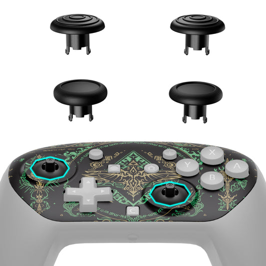eXtremeRate Octagonal Gated Sticks Design Faceplate Shell with ThumbsGear Thumbsticks for Nintendo Switch 2 Pro Controller - Totem of Kingdom Black
